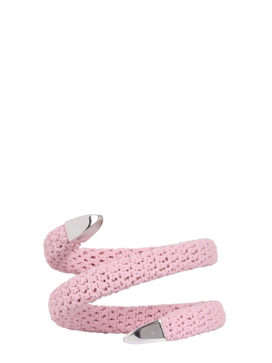 Shop Bottega Veneta Crochet Spiral Bracelet In Beige
