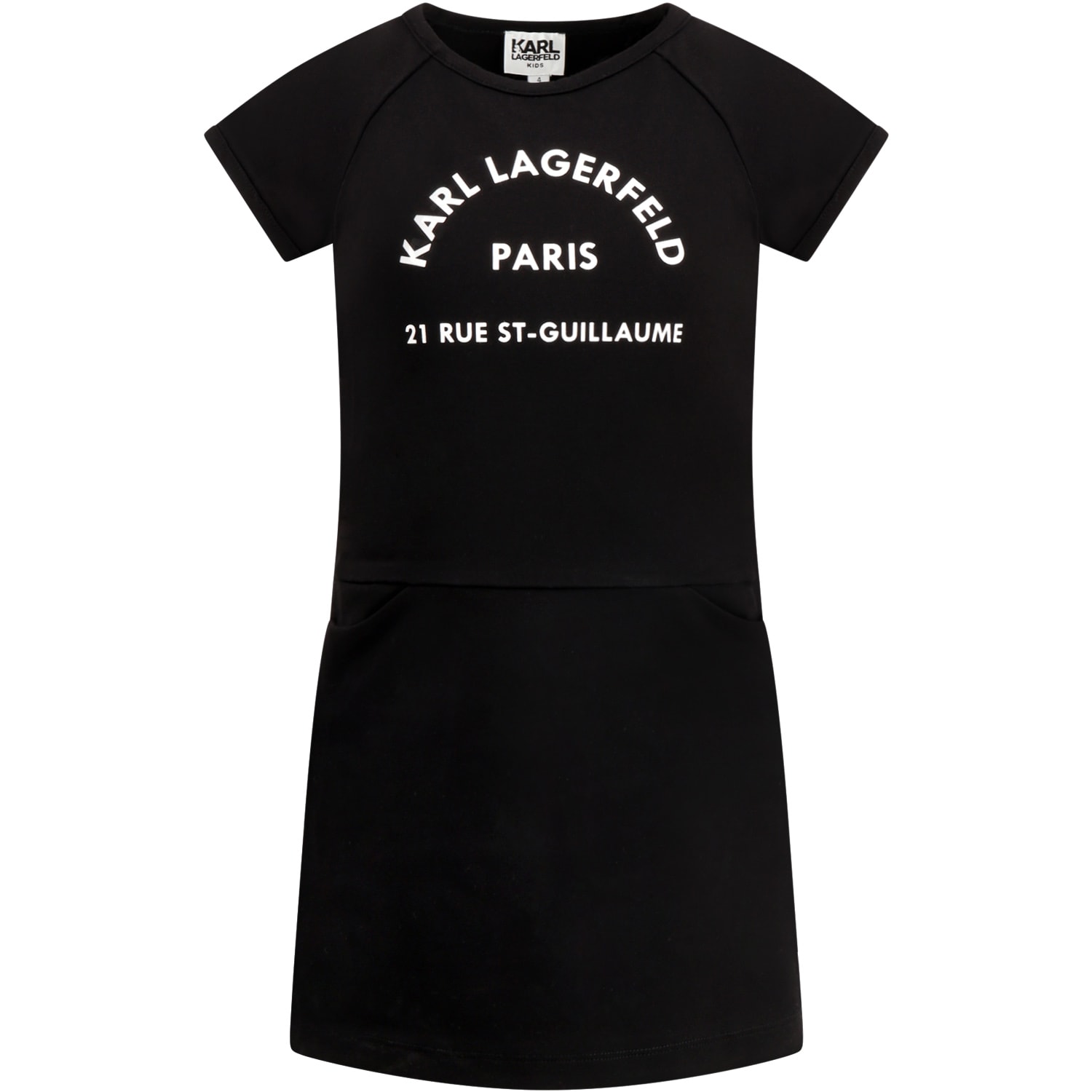 Karl Lagerfeld Kids Black Dress For Girl With Logo
