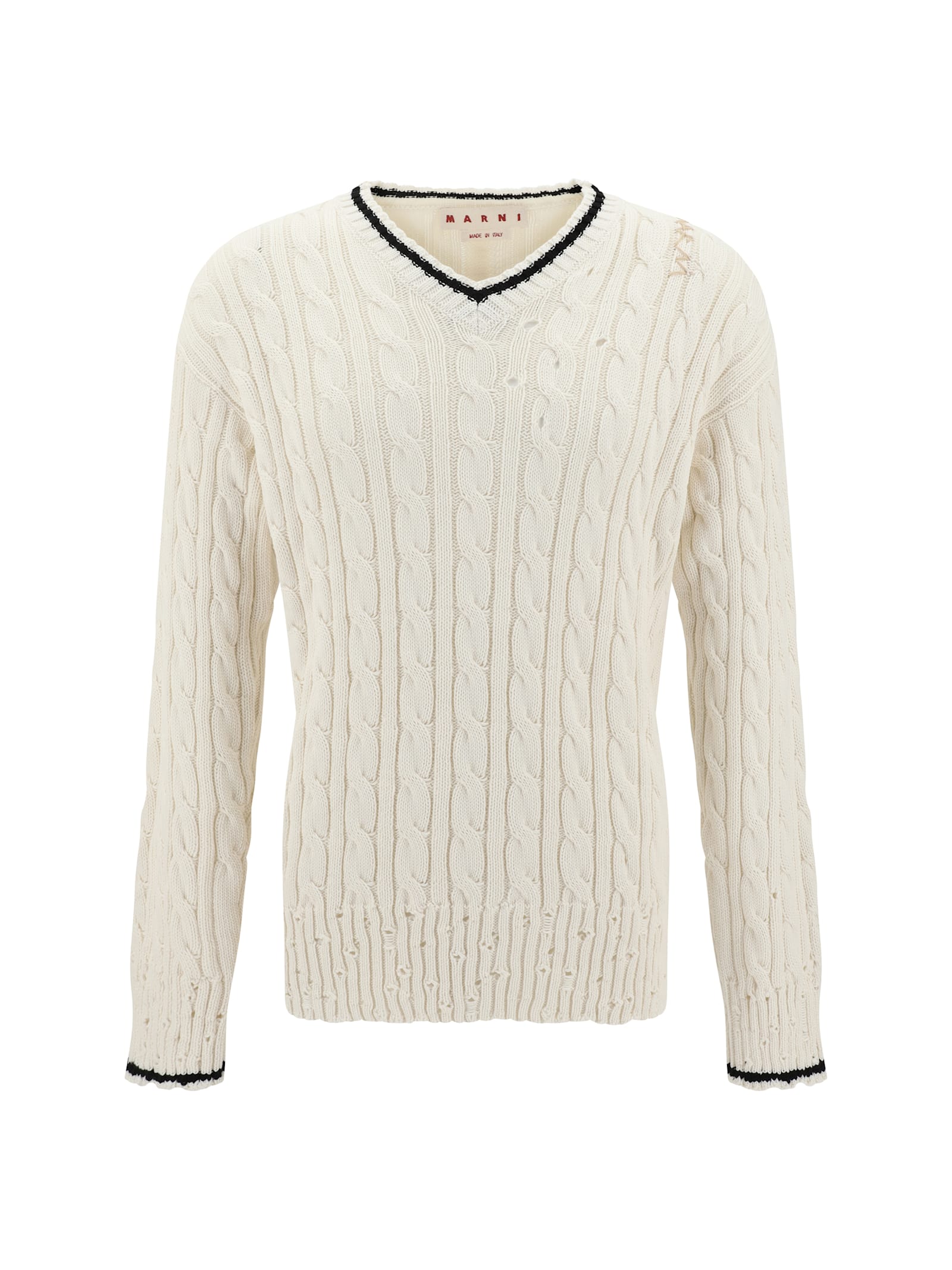 Shop Marni V Neck Sweater In Natural White