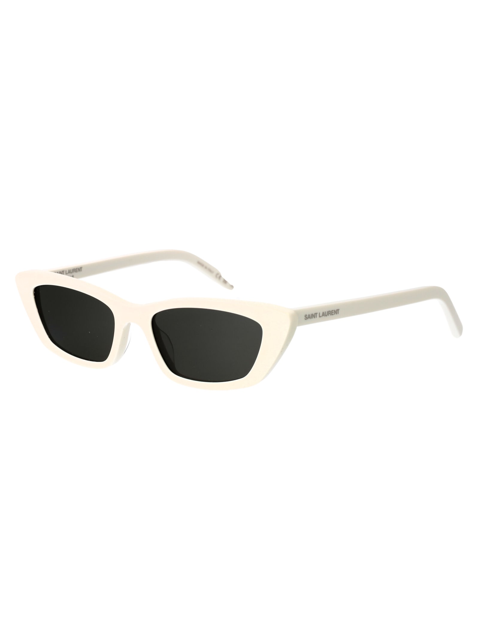 Shop Saint Laurent Sl 277 Sunglasses In 011 White White Grey