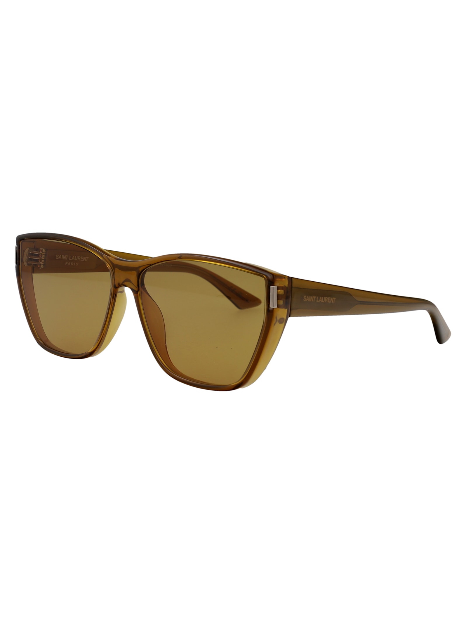Saint Laurent Brown-brown-brown Bio Injection Sunglasses In Brown