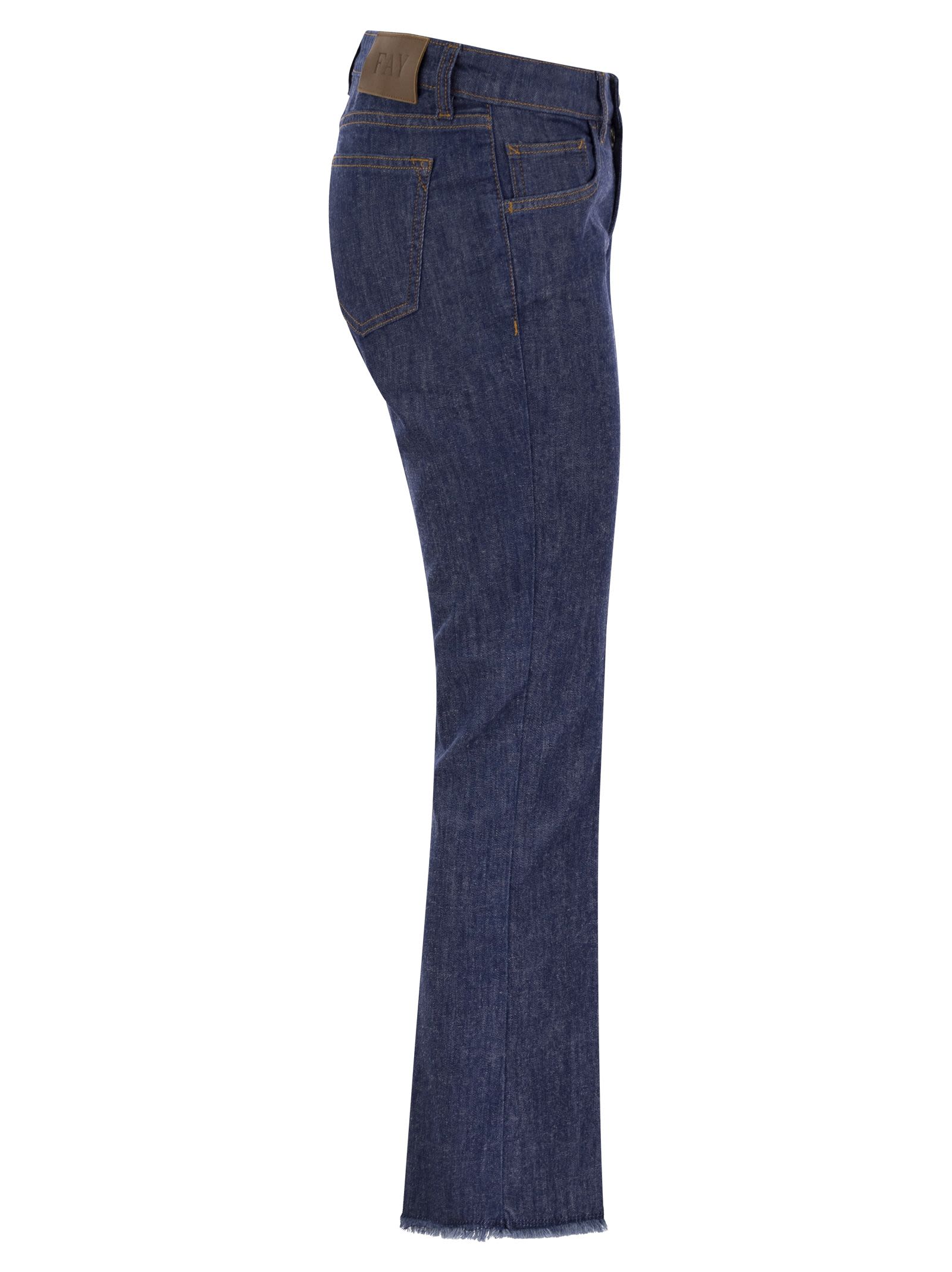 Shop Fay Denim 5-pocket Trousers In Blue