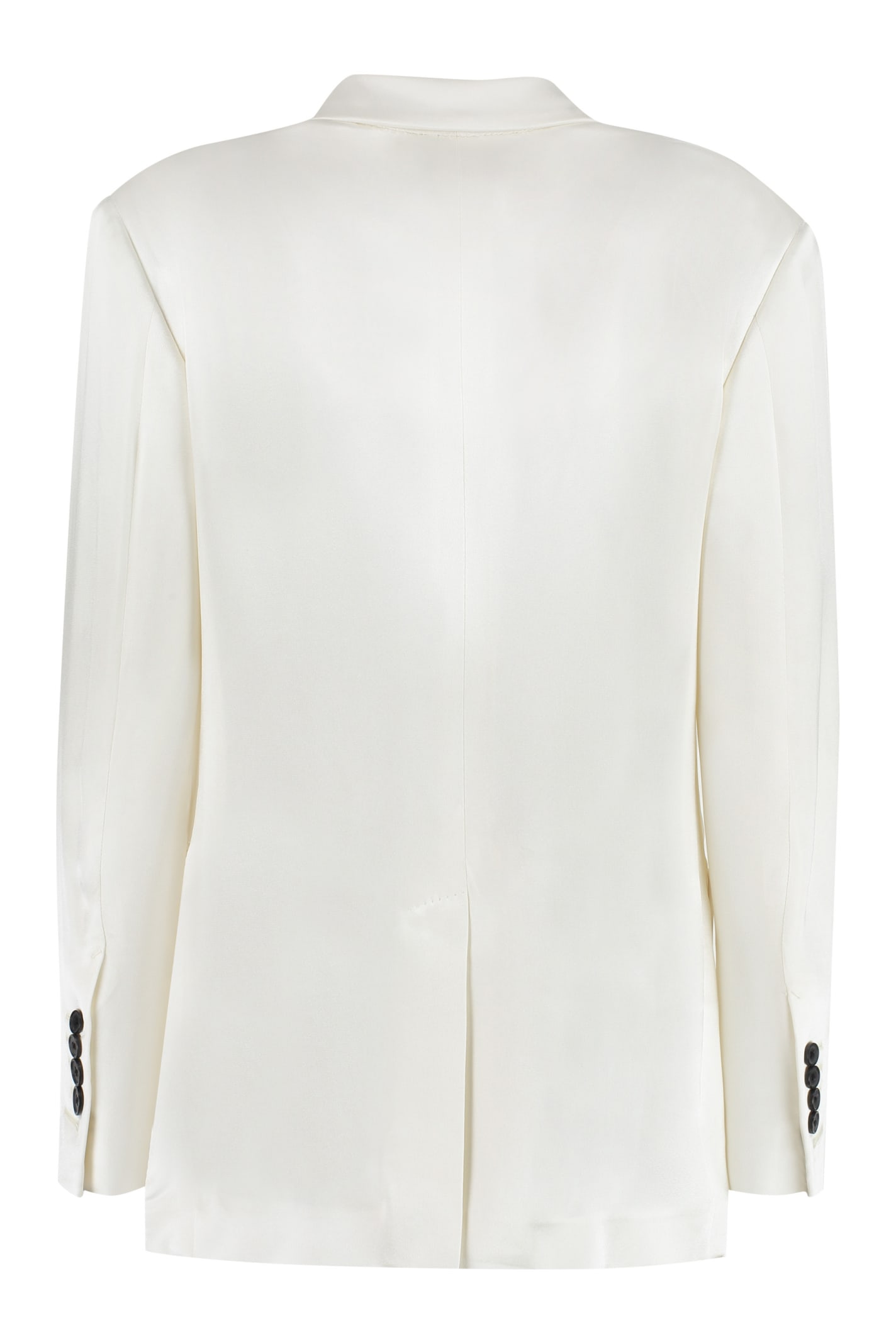 Tom Ford Fluid Double-breasted Satin Blazer In Ivory