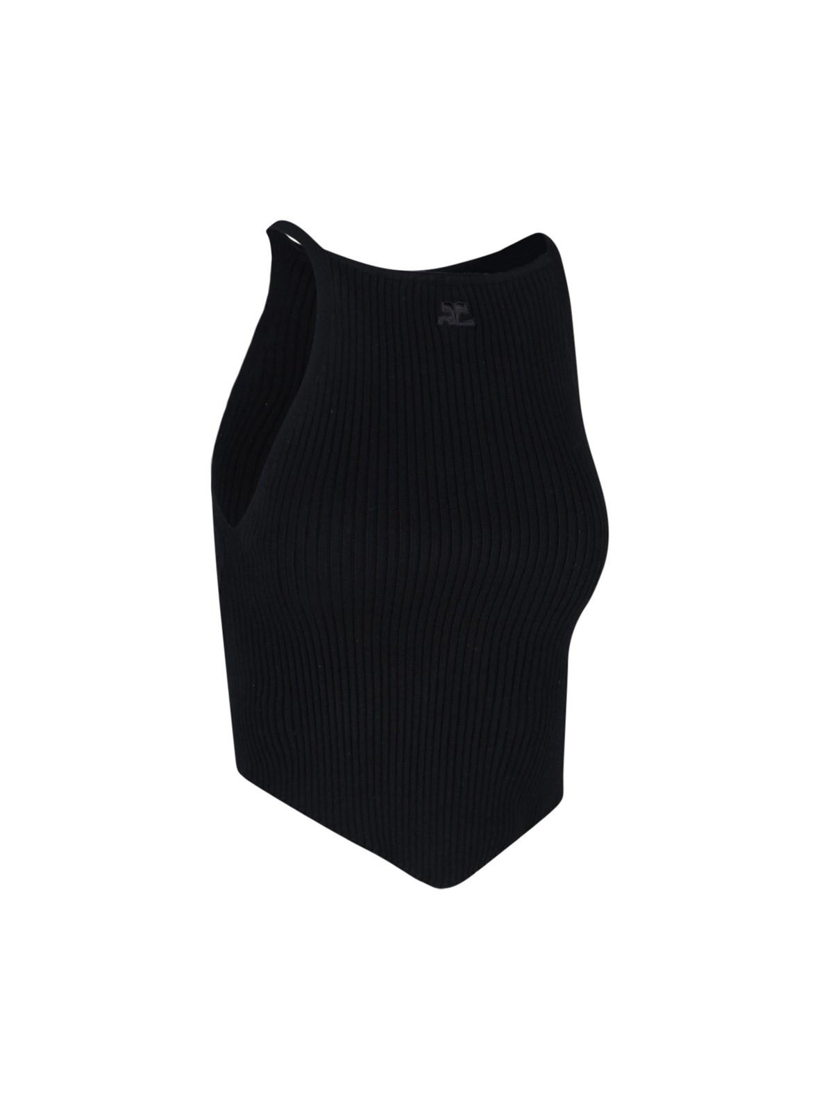 Shop Courrèges Pointy Tank Top In Black