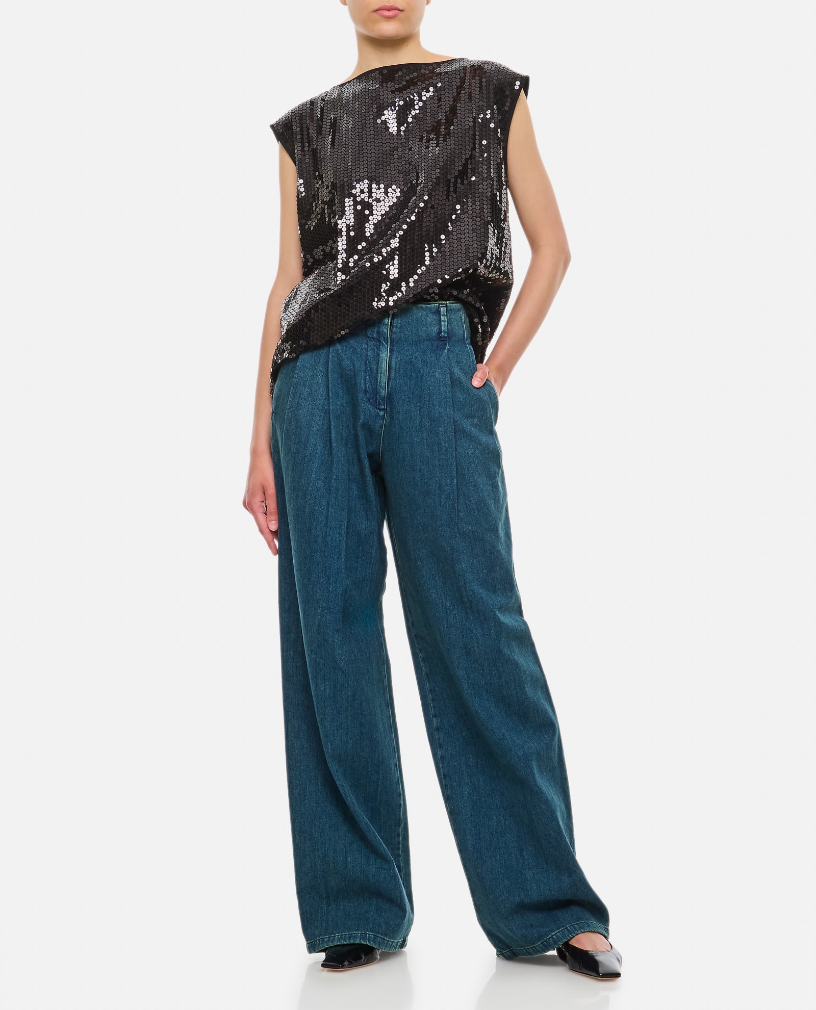 Shop Junya Watanabe Embroidered Sequins Top In Black