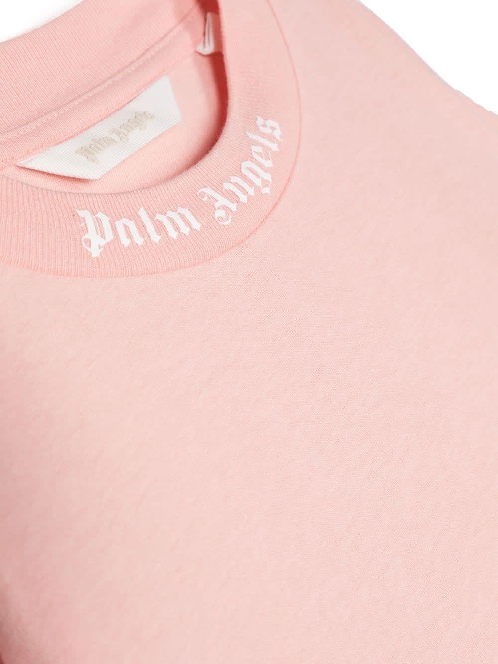 Shop Palm Angels Pink T-shirt With Classic Logo