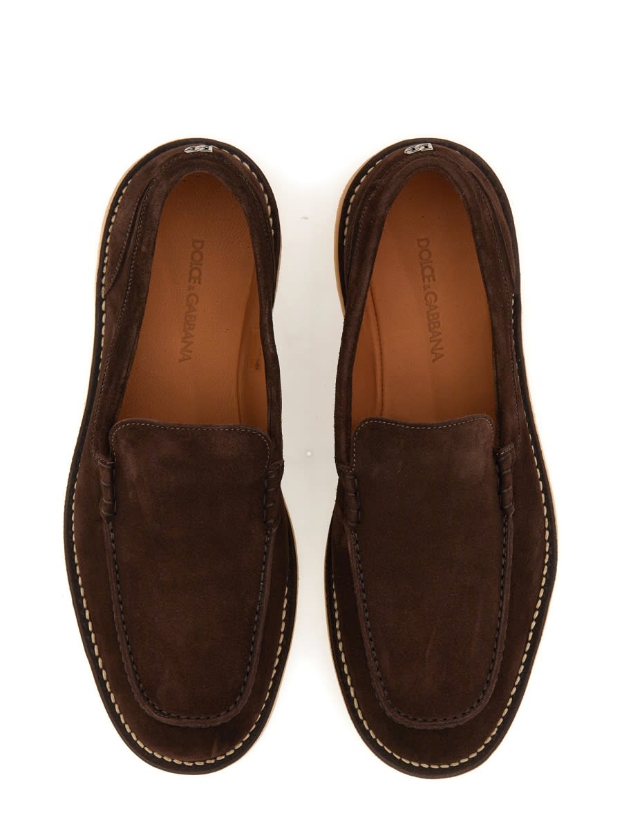 Shop Dolce & Gabbana Suede Loafer In Buff