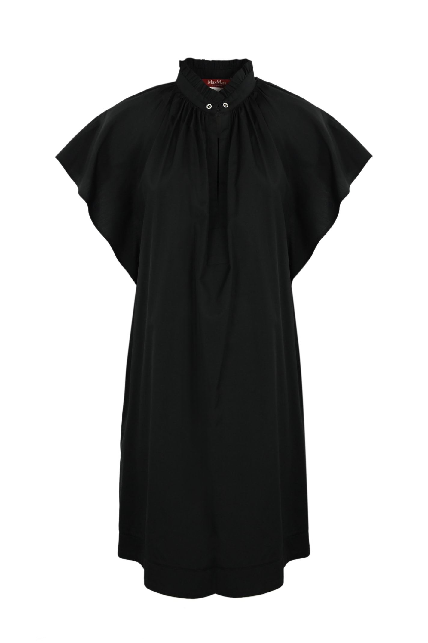 Shop Max Mara Poplin Dress With Ruffles Sospiro In Nero