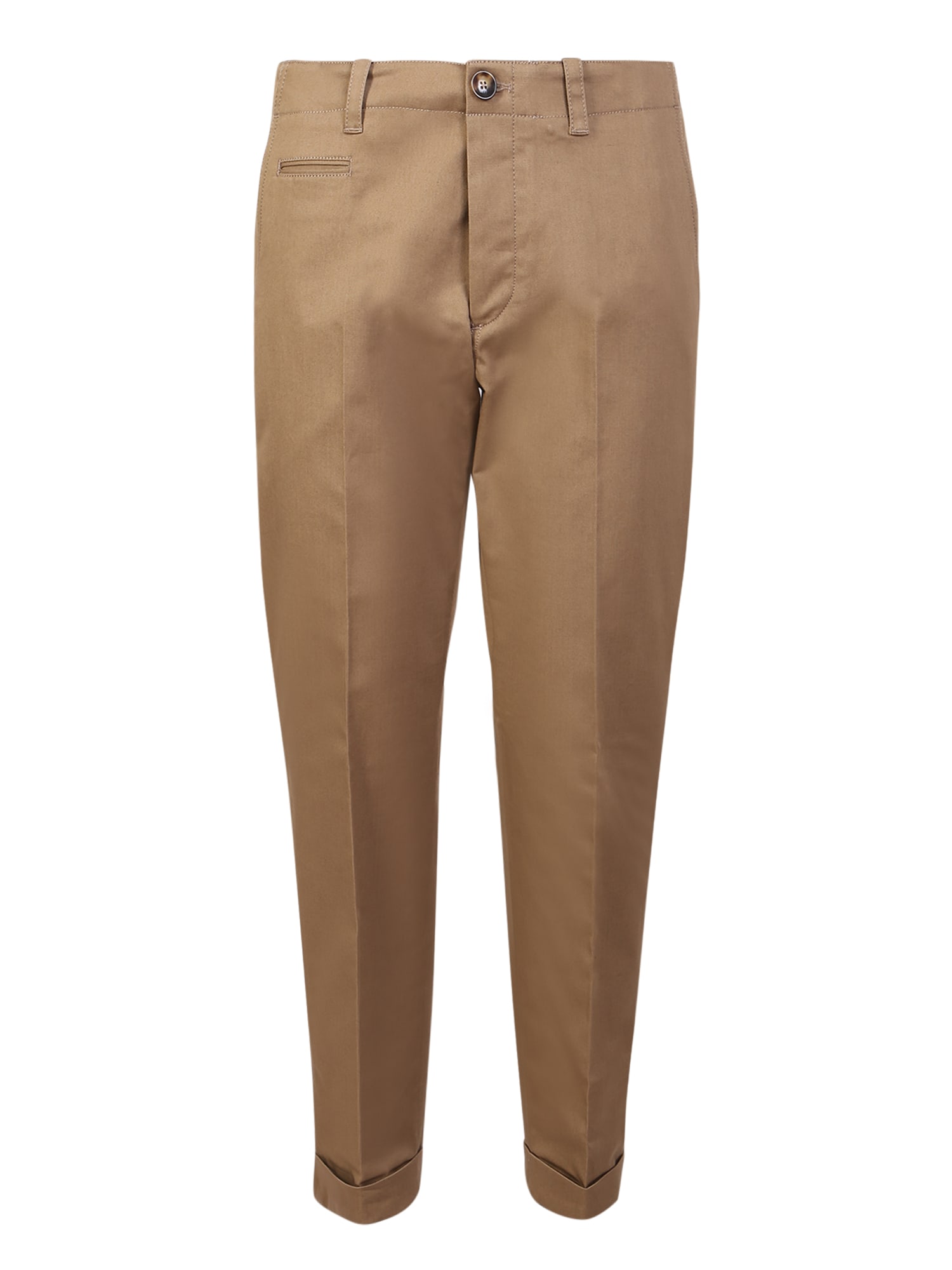 Pt01 Buckle Detail Trousers In Beige