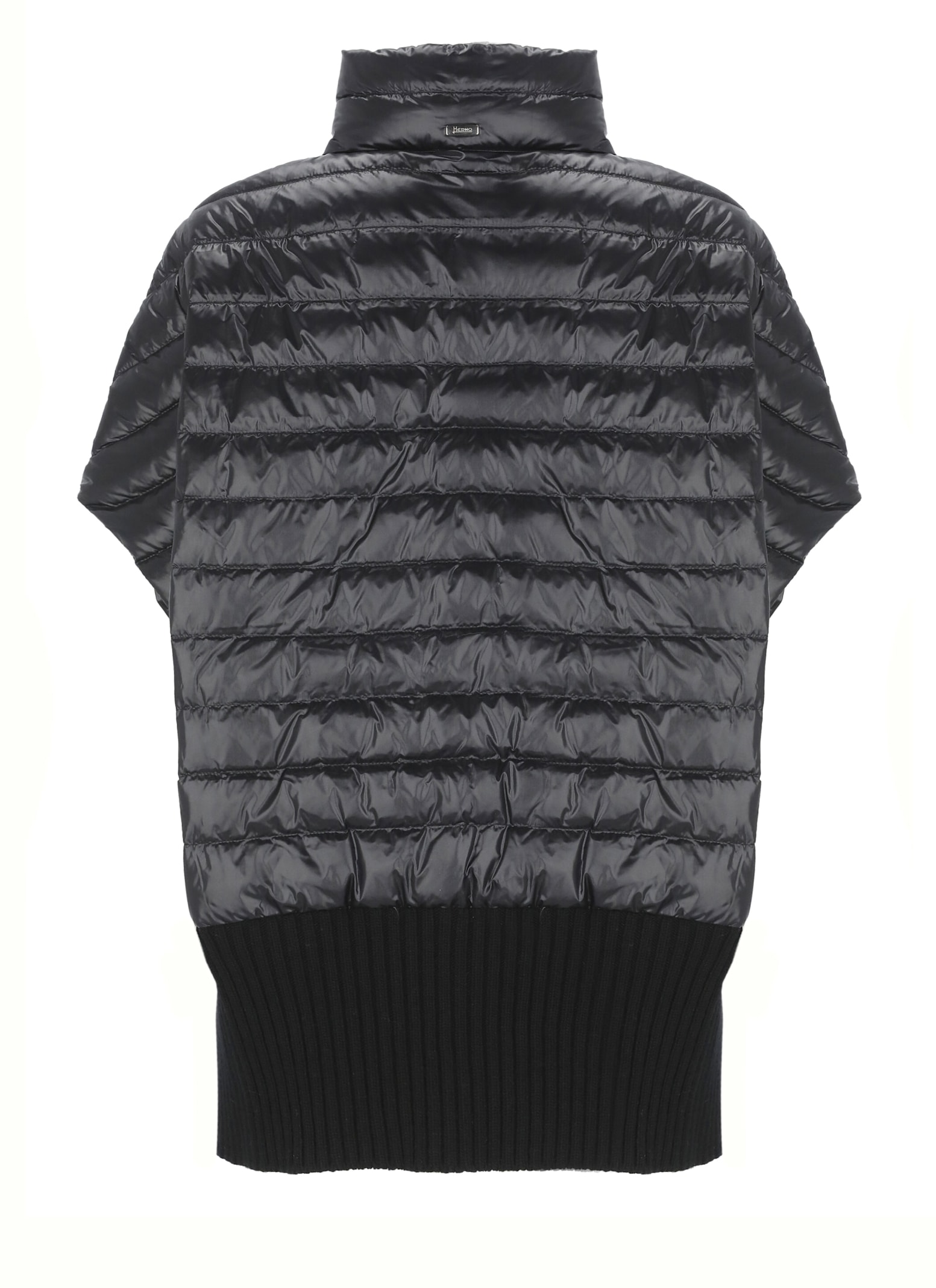 Herno Sleeveless Puffer Jacket High Collar In Blue