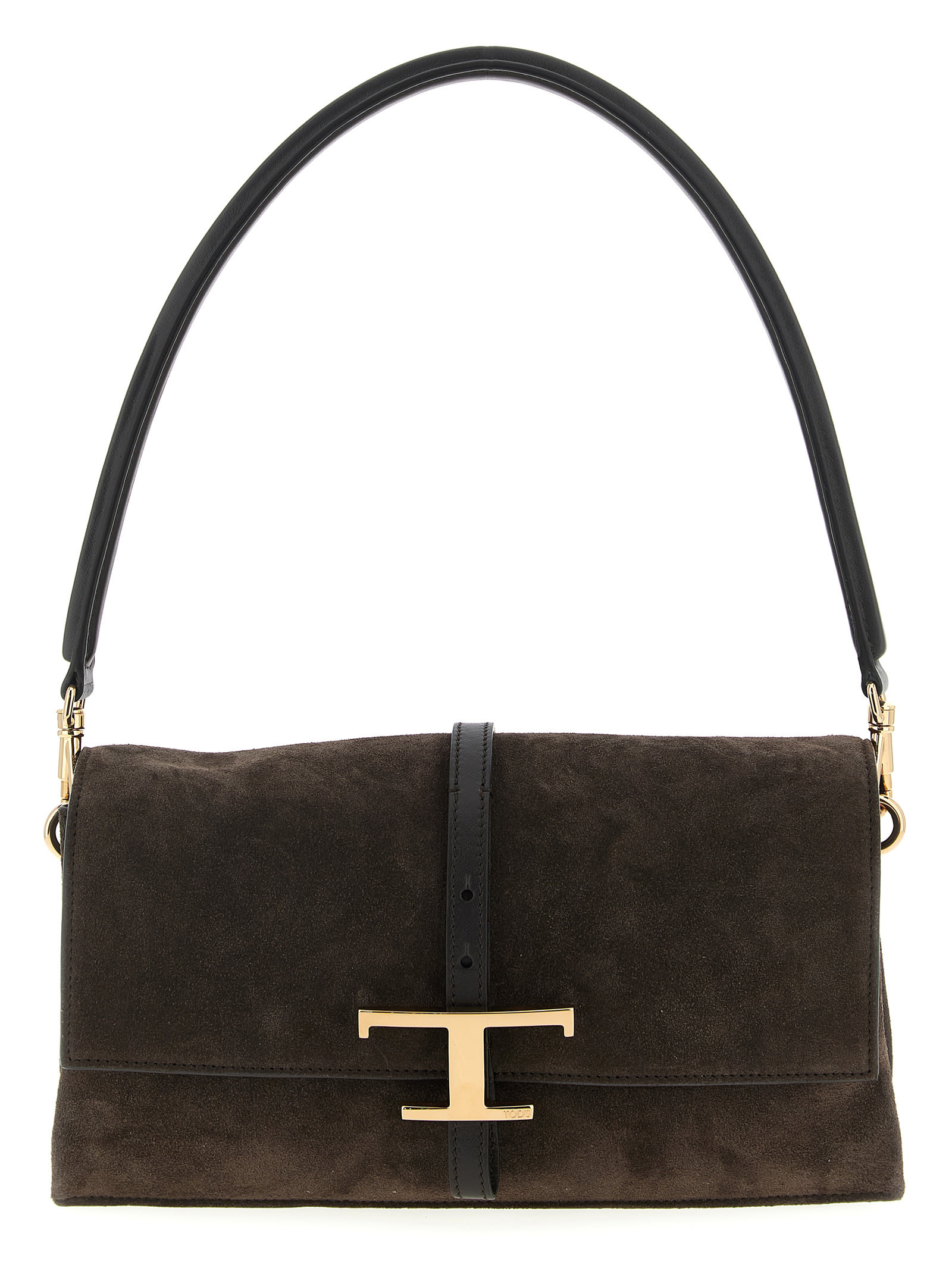 Tod's Mini T Timeless Suede Shoulder Bag In Brown