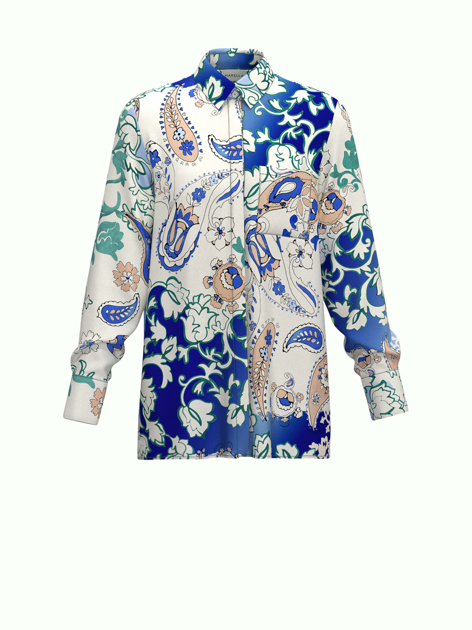 Marella Bohemian Long Sleeve Shirt In Blue