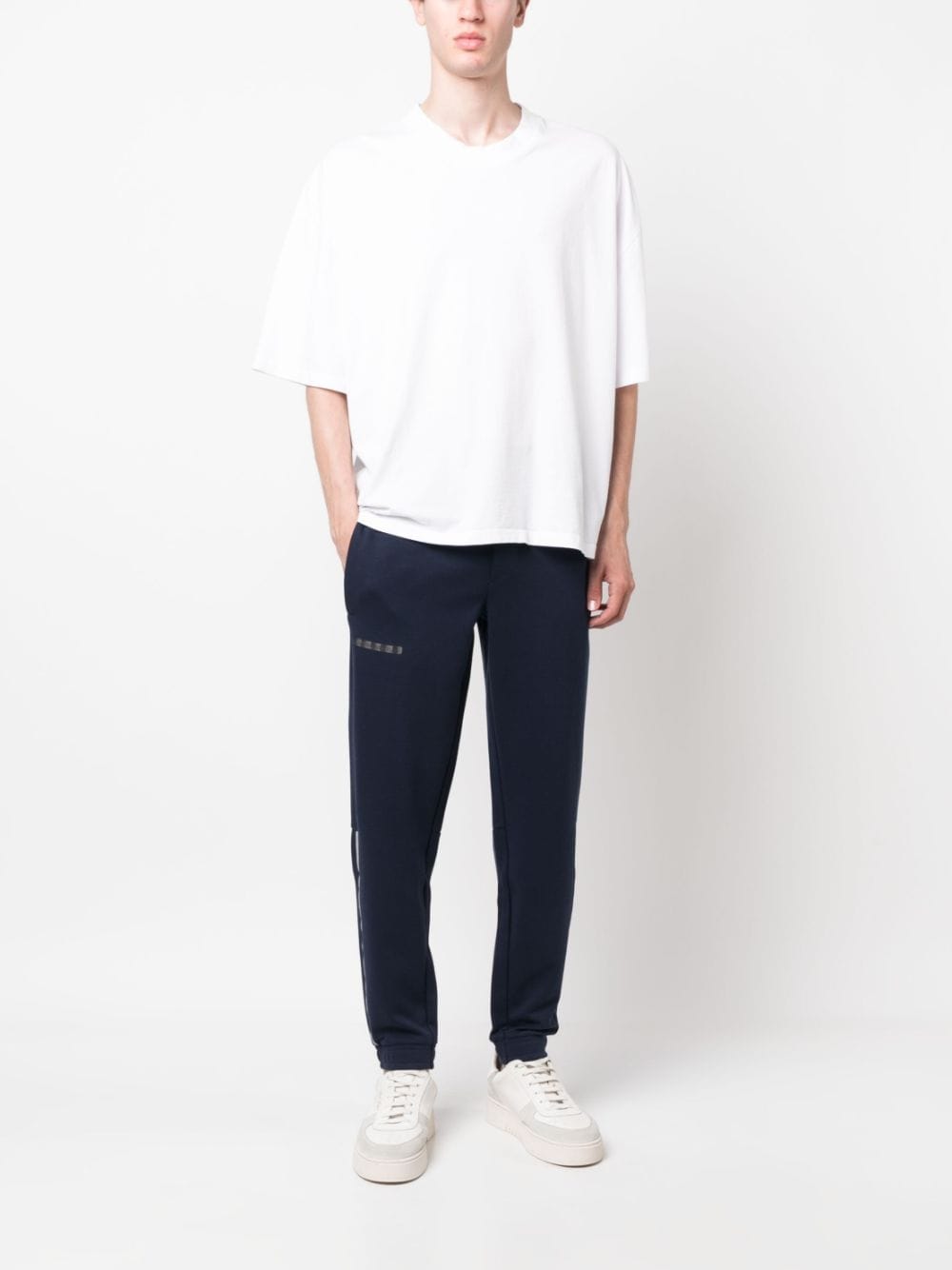 Ea7 Logo Cotton Blend Sweatpants In Blue