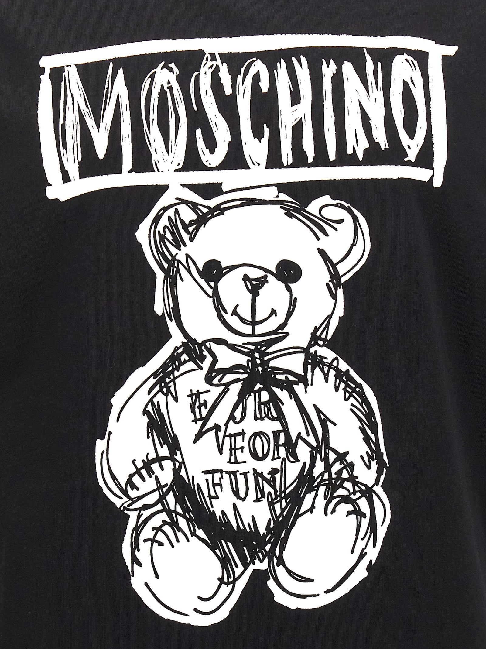 Shop Moschino Logo Print T-shirt In White/black