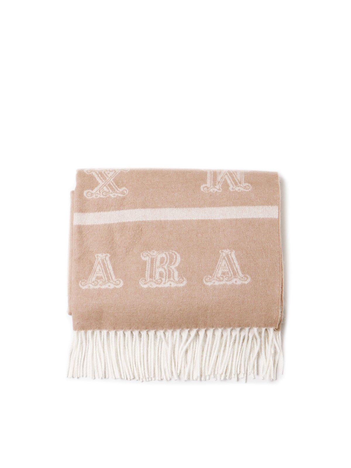 Shop Max Mara Logo Patch Fringed Edge Scarf