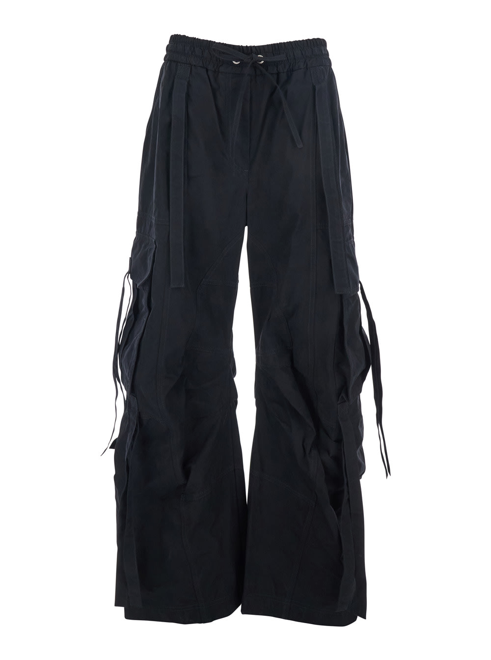 Dolce & Gabbana Black Cargo Pants With Elastic Waist With Faded Effect In Cotton Blend Woman In Black