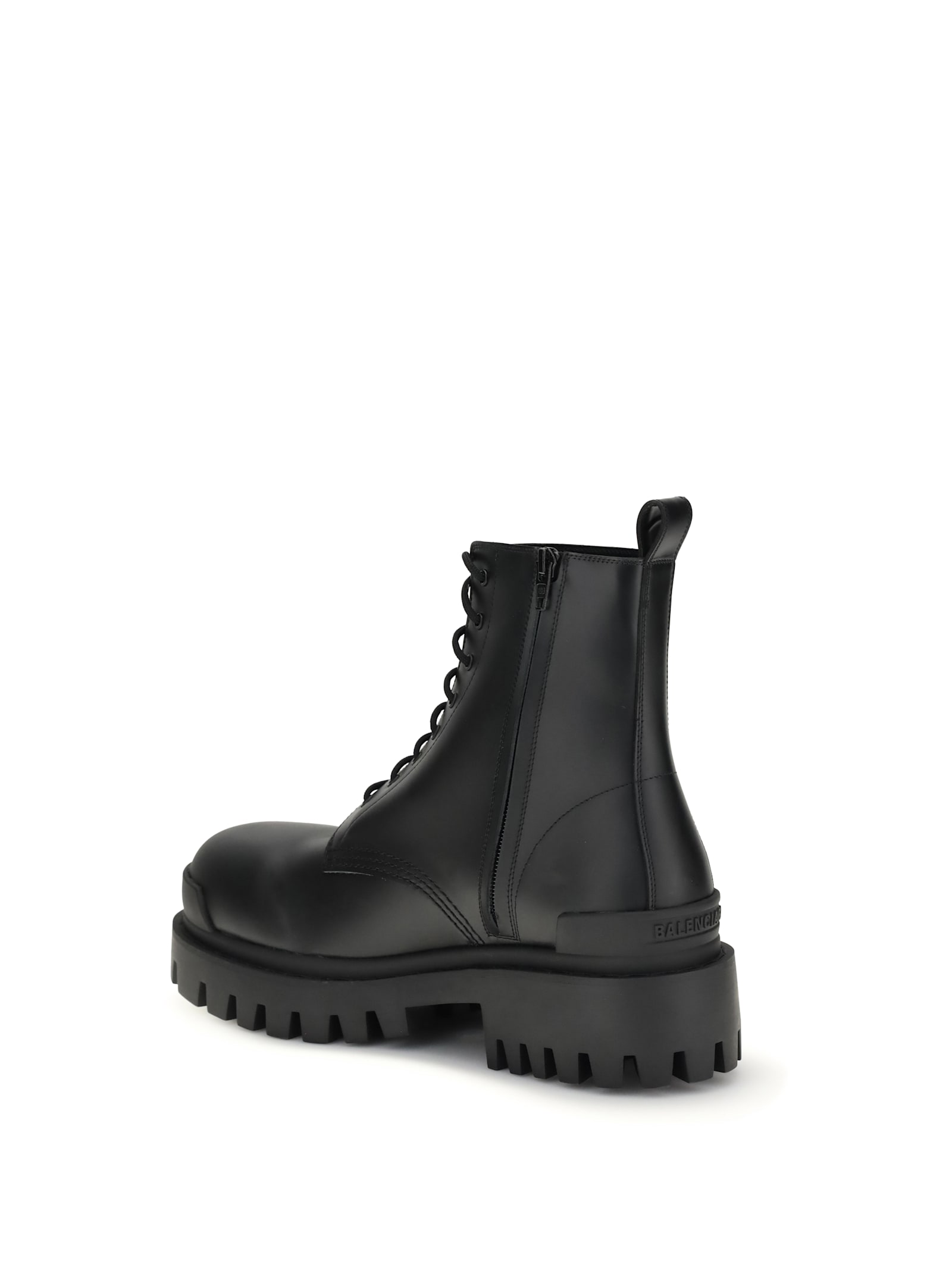 Balenciaga Leather Boots With Maxi Rubber Sole In Black
