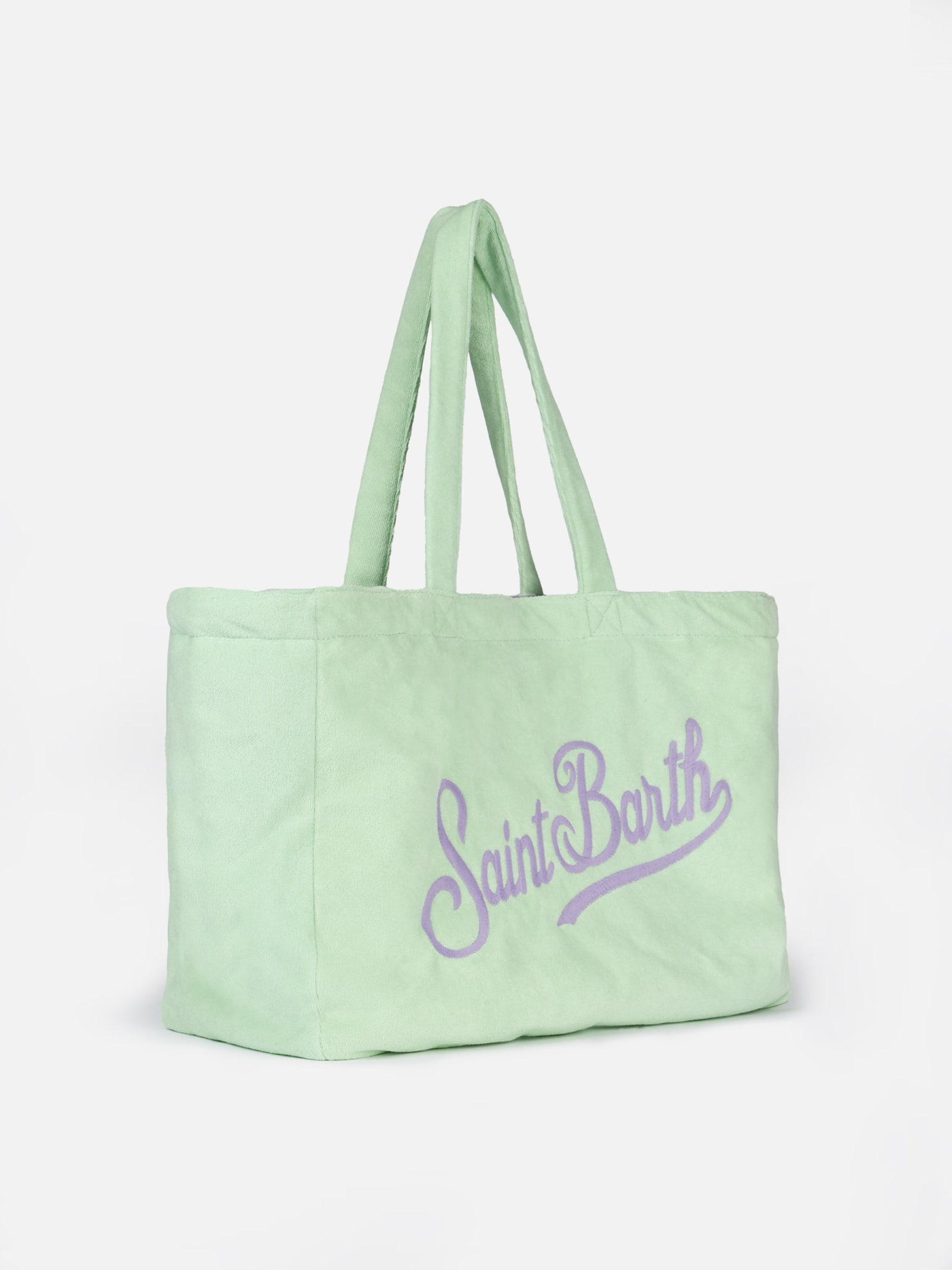 Shop Mc2 Saint Barth Terry And Cotton Beach Tote Double Bag In Green