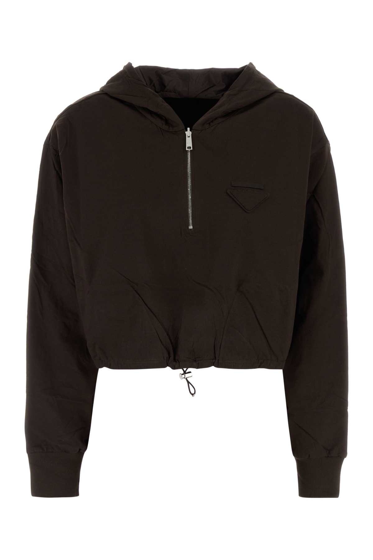 Prada Brown Cotton Reversible Sweatshirt