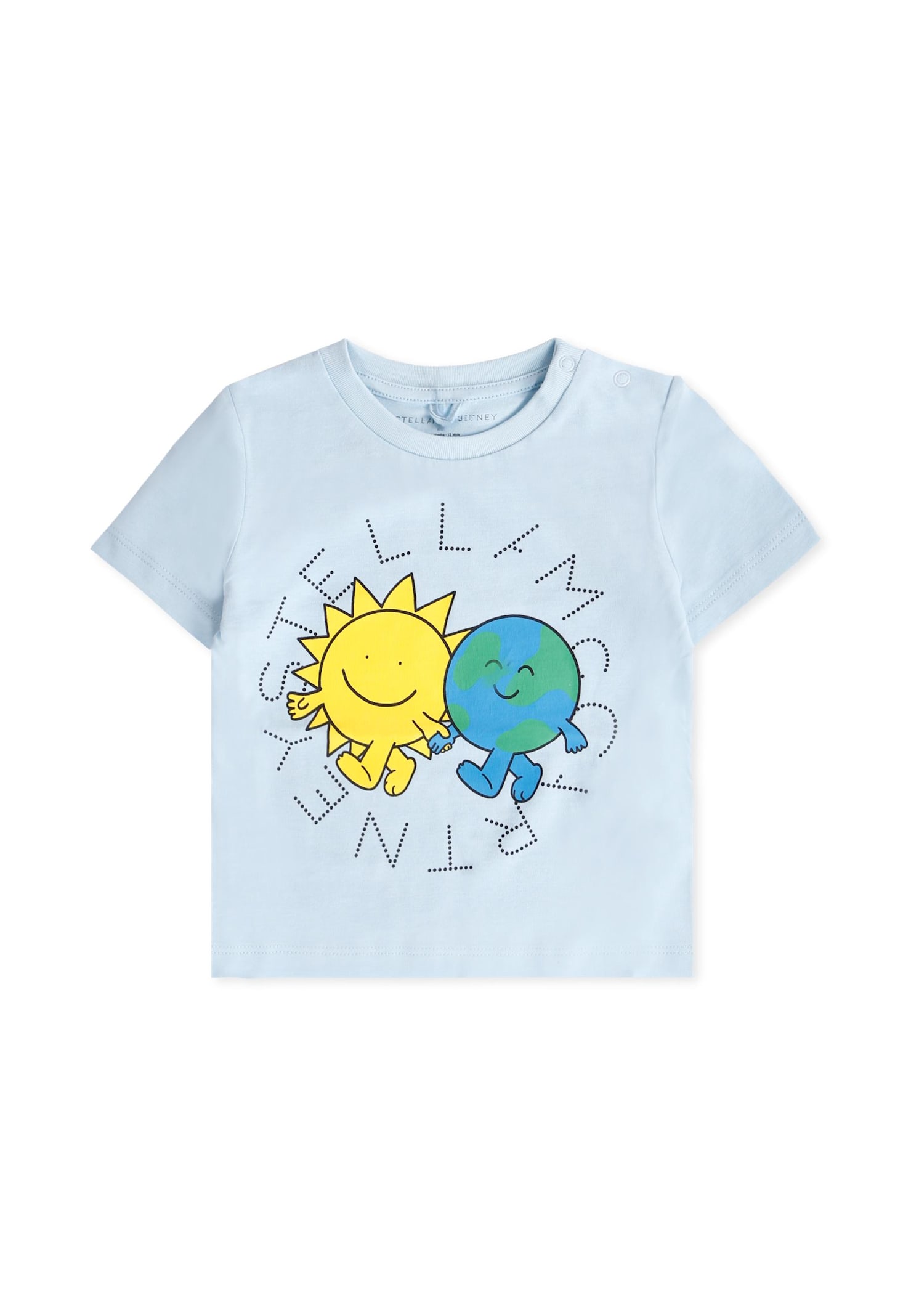 Stella Mccartney Light Blue T-shirt For Baby Boy With Sun In Blue