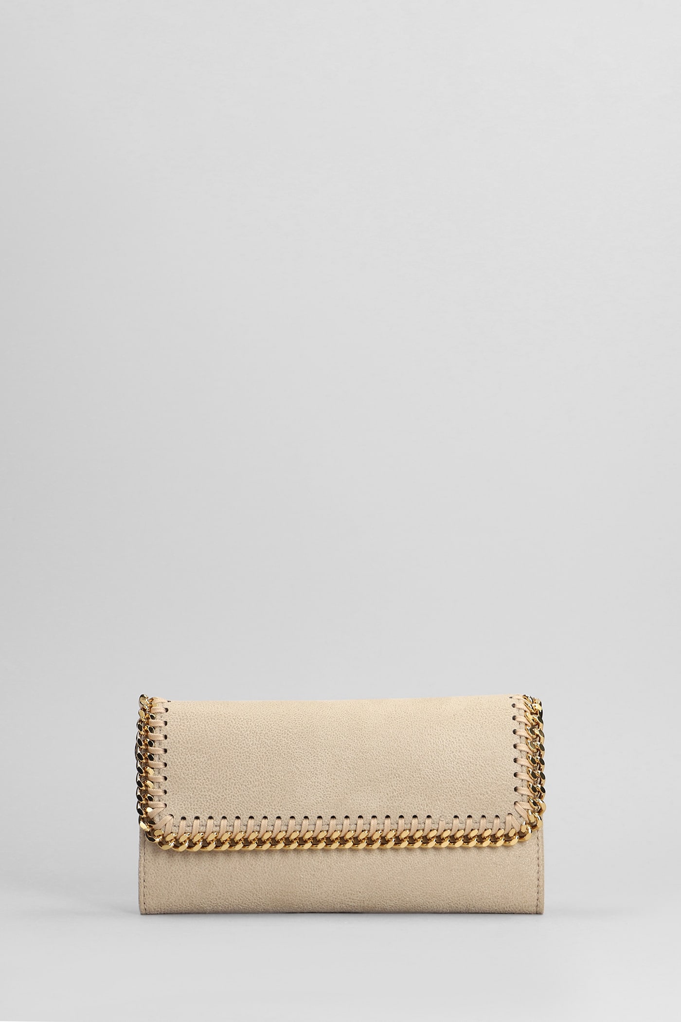 Shop Stella Mccartney Falabella Wallet In Beige Polyester