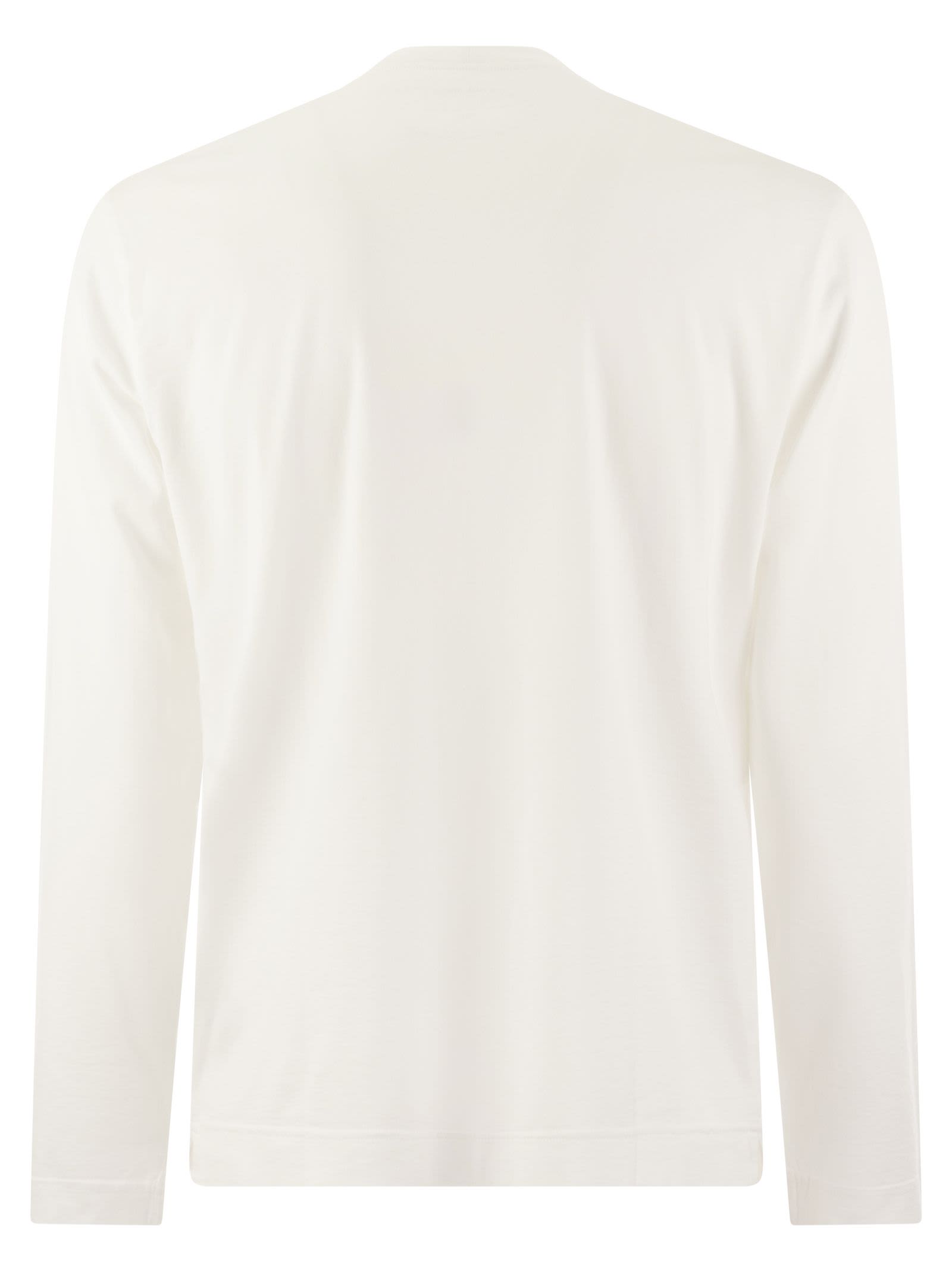 Shop Fedeli Long-sleeved Cotton T-shirt In White