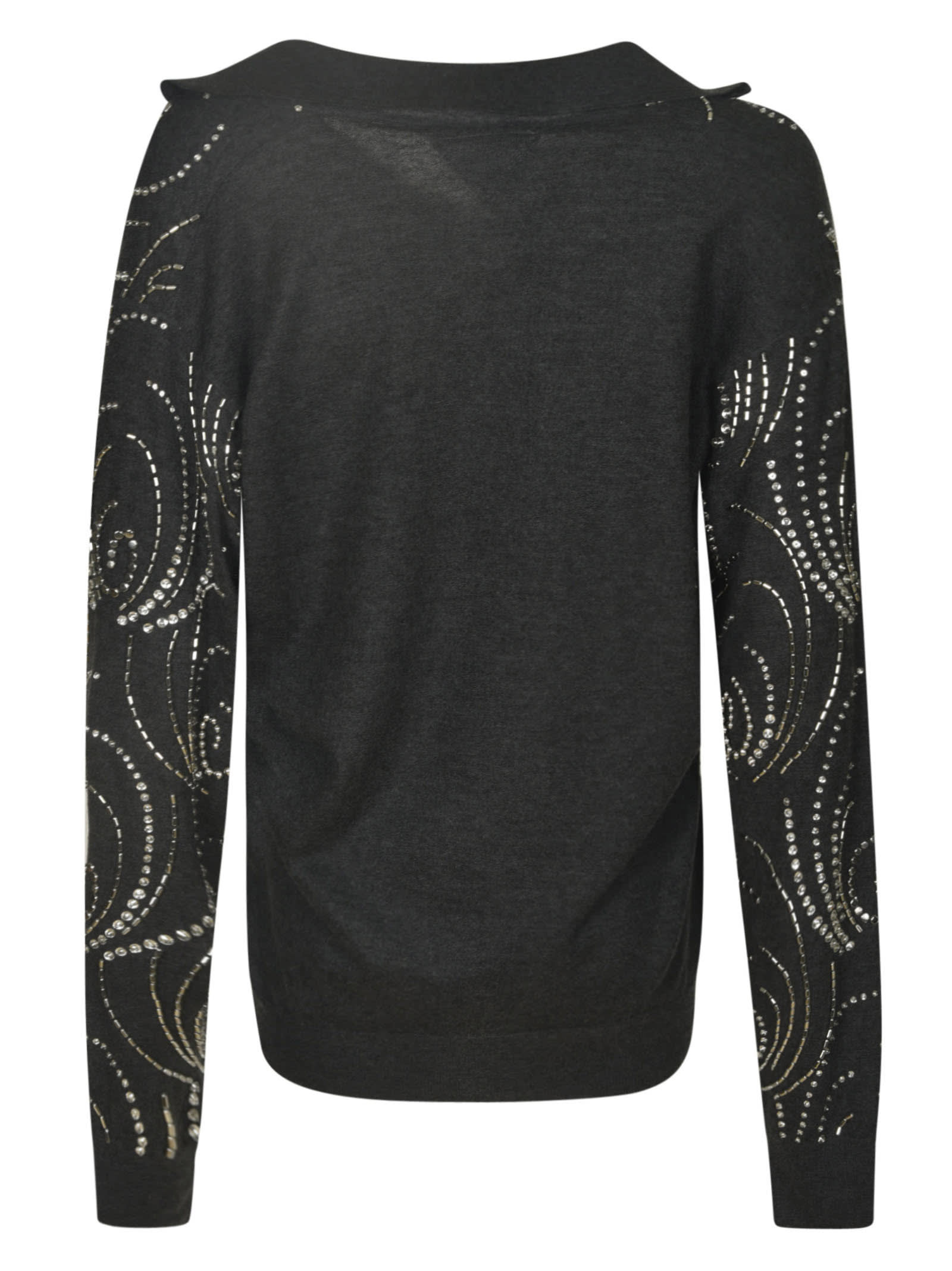 Shop Prada Embellished Sweater In Anthracite