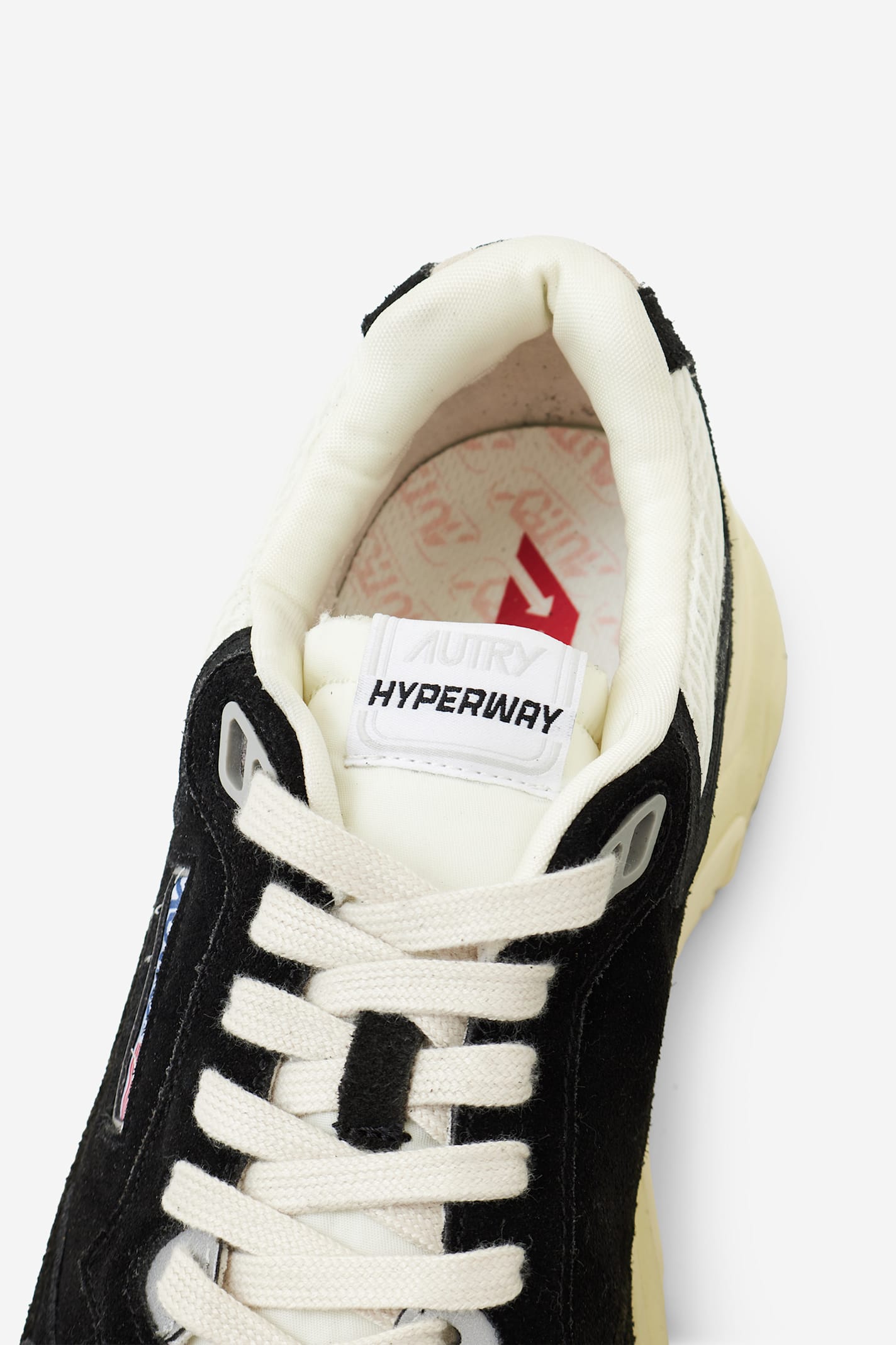 Autry Black Suede And Mesh Sneakers With Cream Cushioned Sole In Black