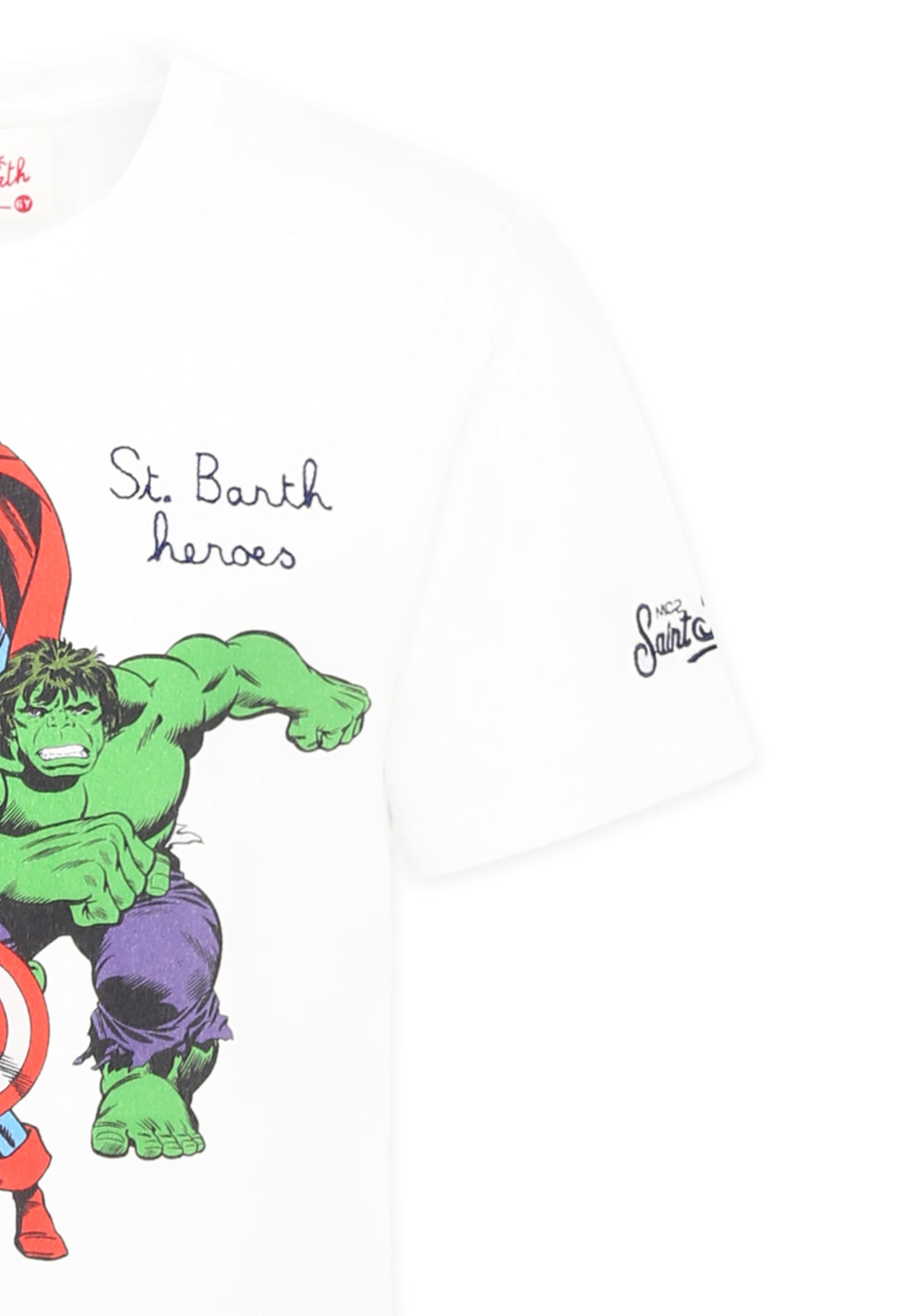 Mc2 Saint Barth White T-shirt For Boy With Superhero In White