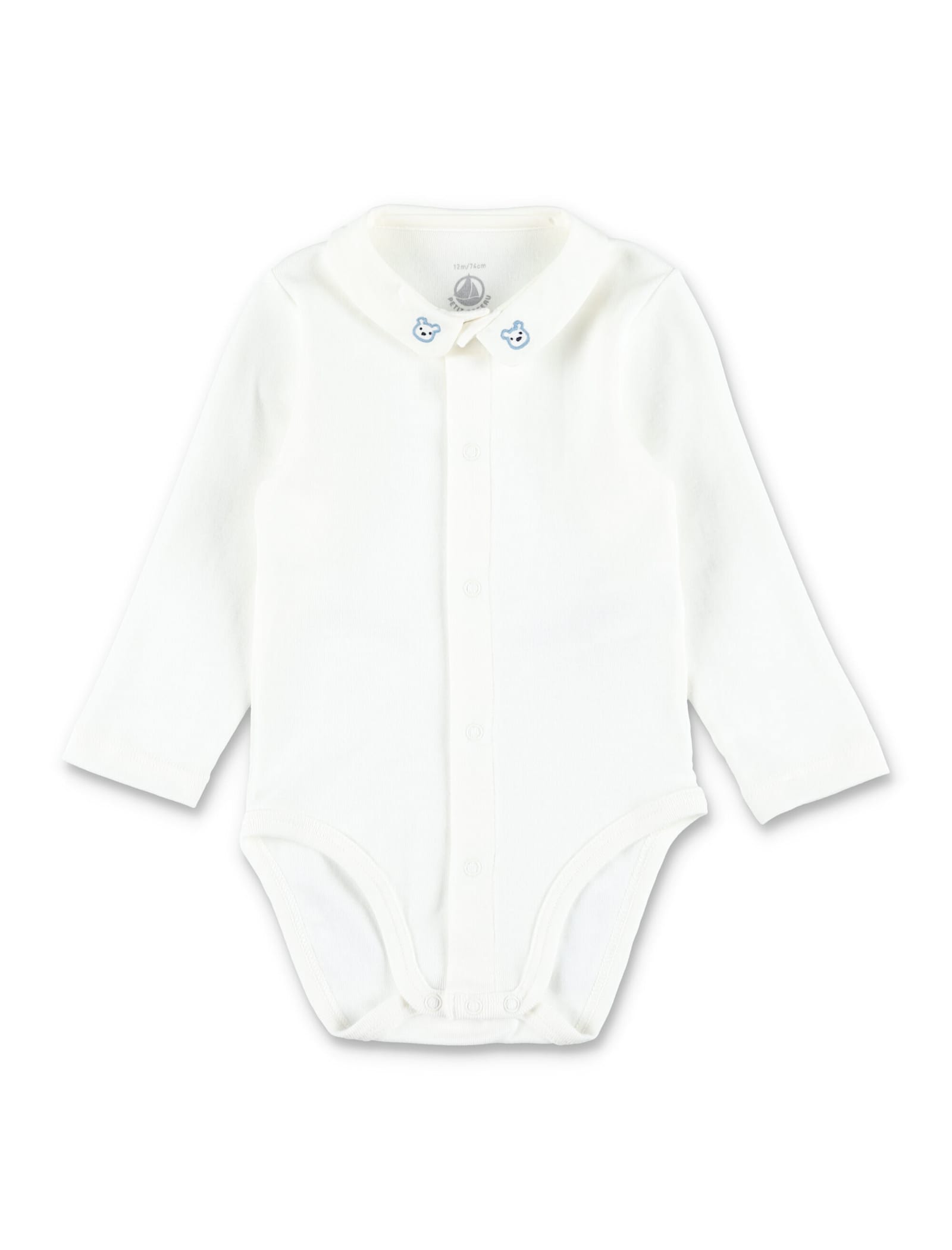 Petit Bateau Baby Fleece Set With Bear Print And Embroidered Collar In Blue