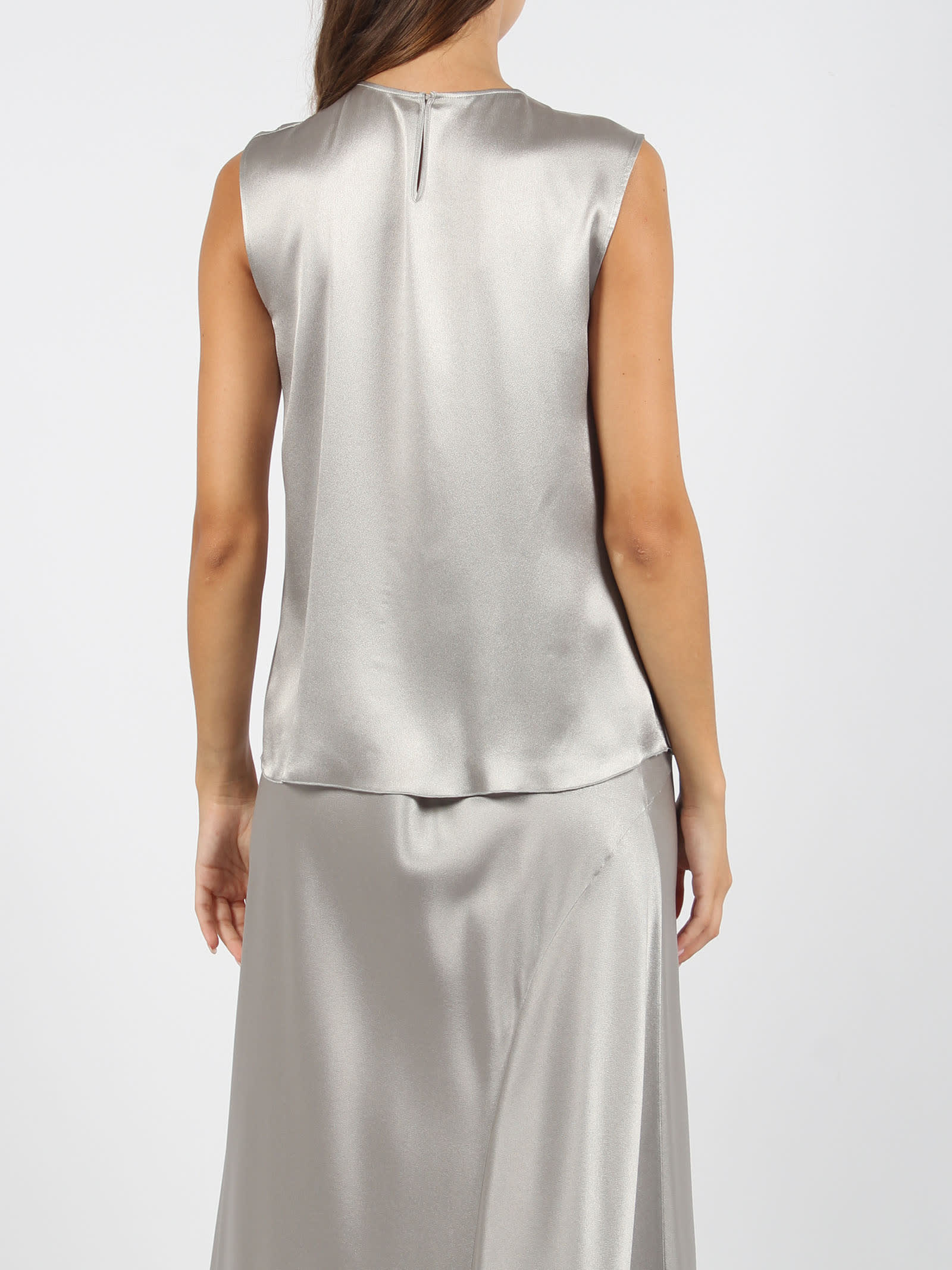 Shop Alberta Ferretti Satin Top In Grey