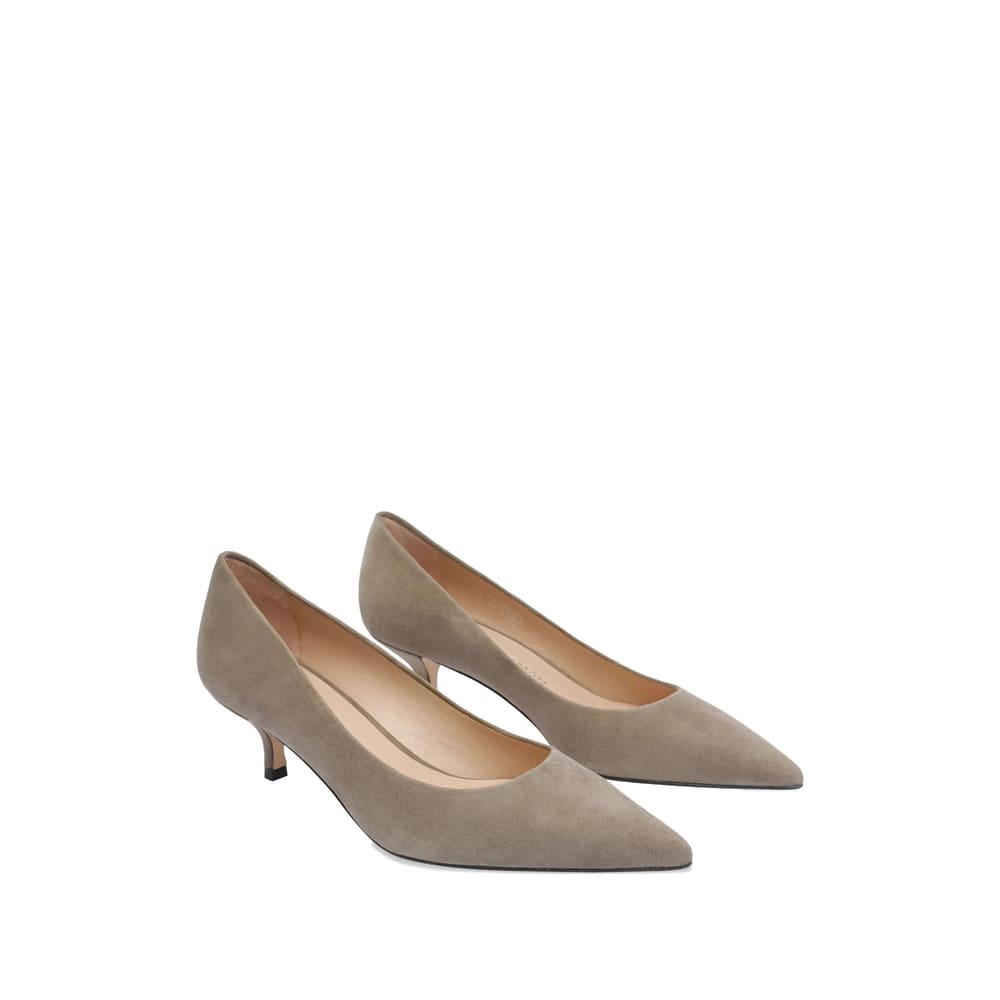 Stuart Weitzman Pointed Toe Suede Finish Pumps In Gray