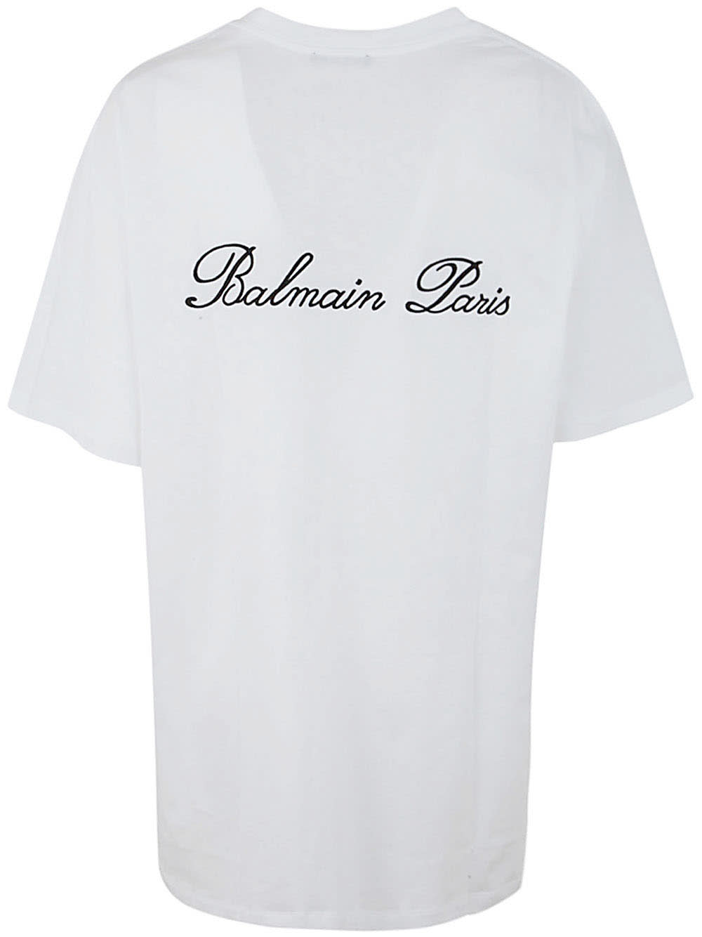 Shop Balmain Signature Embroidery T-shirt Bulky Fit In Gab Blanc Noir