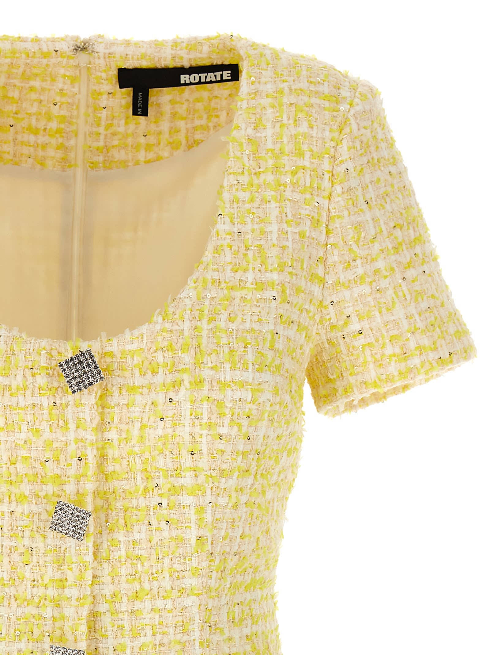 Shop Rotate Birger Christensen Boucle Dress In Yellow