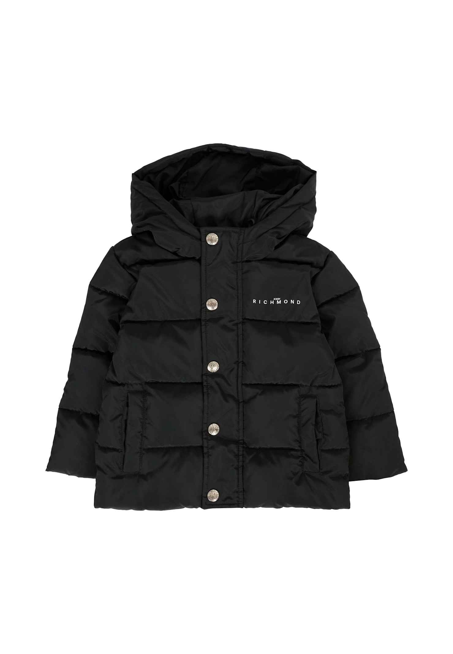 Richmond Black Down Jacket For Babykids With Logo