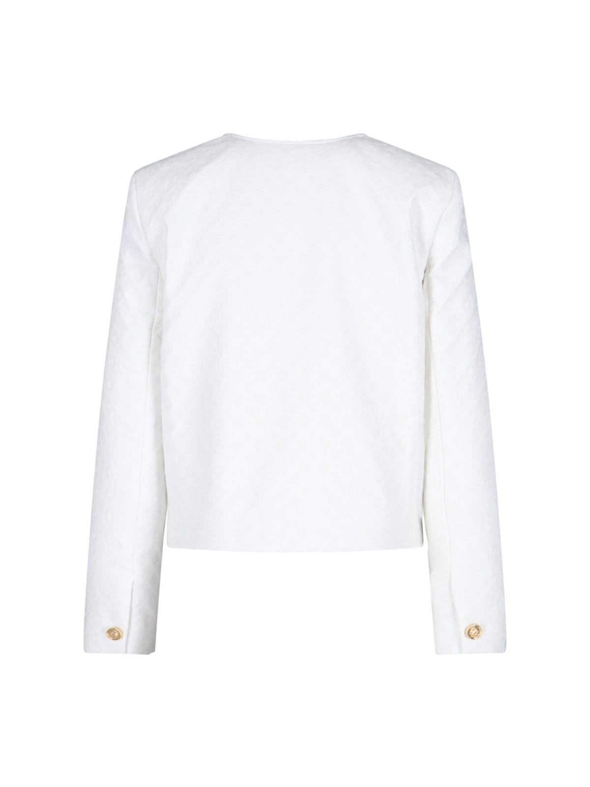 Celine Long-sleeved Leather Jacket In White
