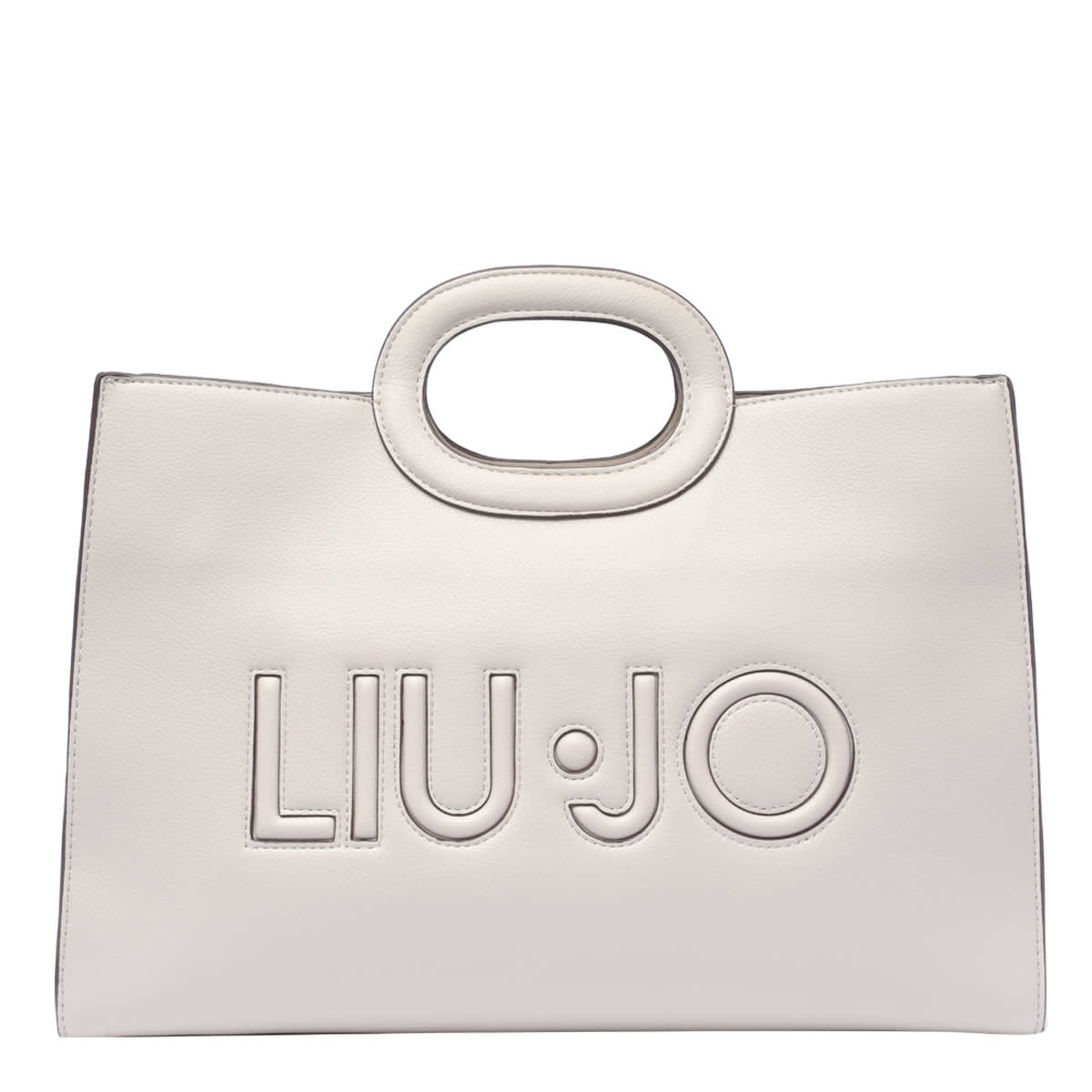 Shop Liu •jo Large Logo Tote Bag In Grey