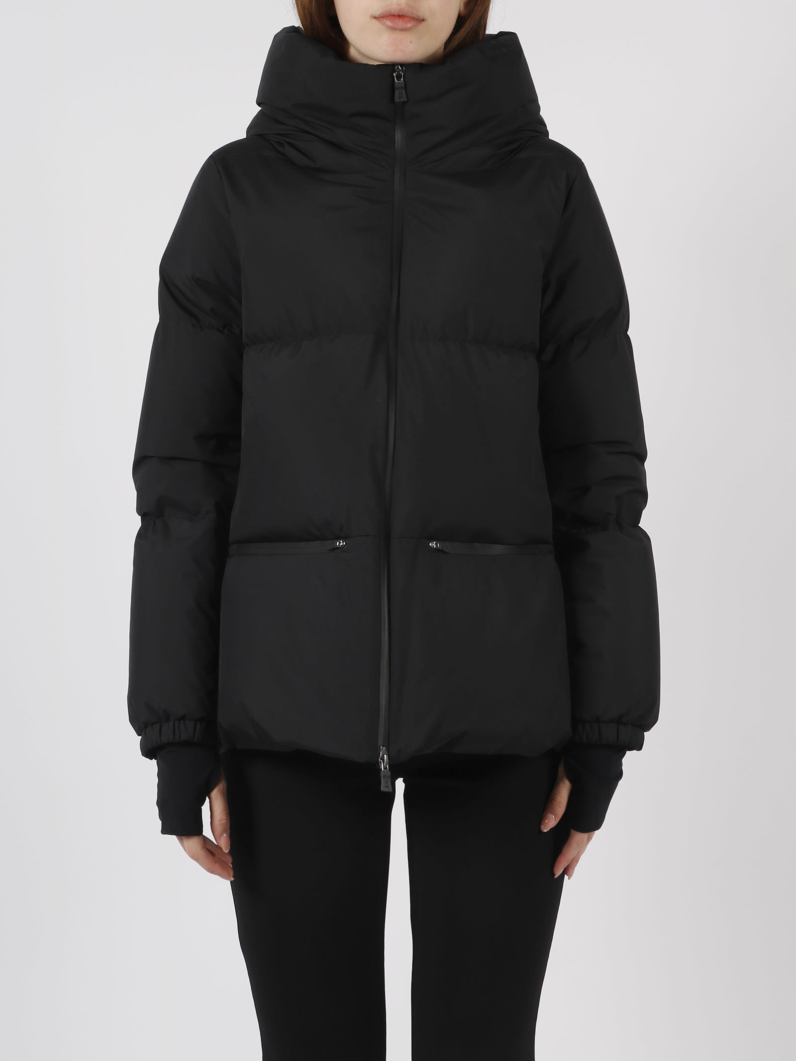 Shop Herno Hooded Down Jacket In Black