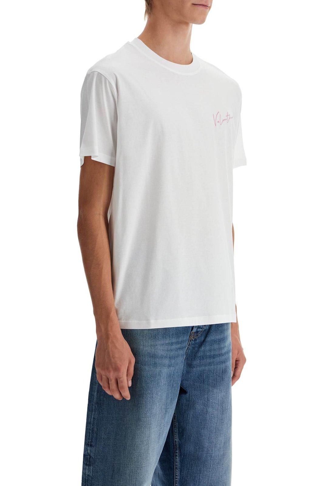 Shop Valentino Vlogo Signature Crewneck T-shirt In White