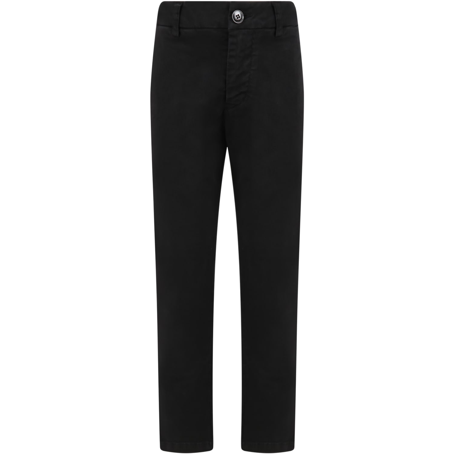 Dondup Black Trousers For Boy With Logo Patch