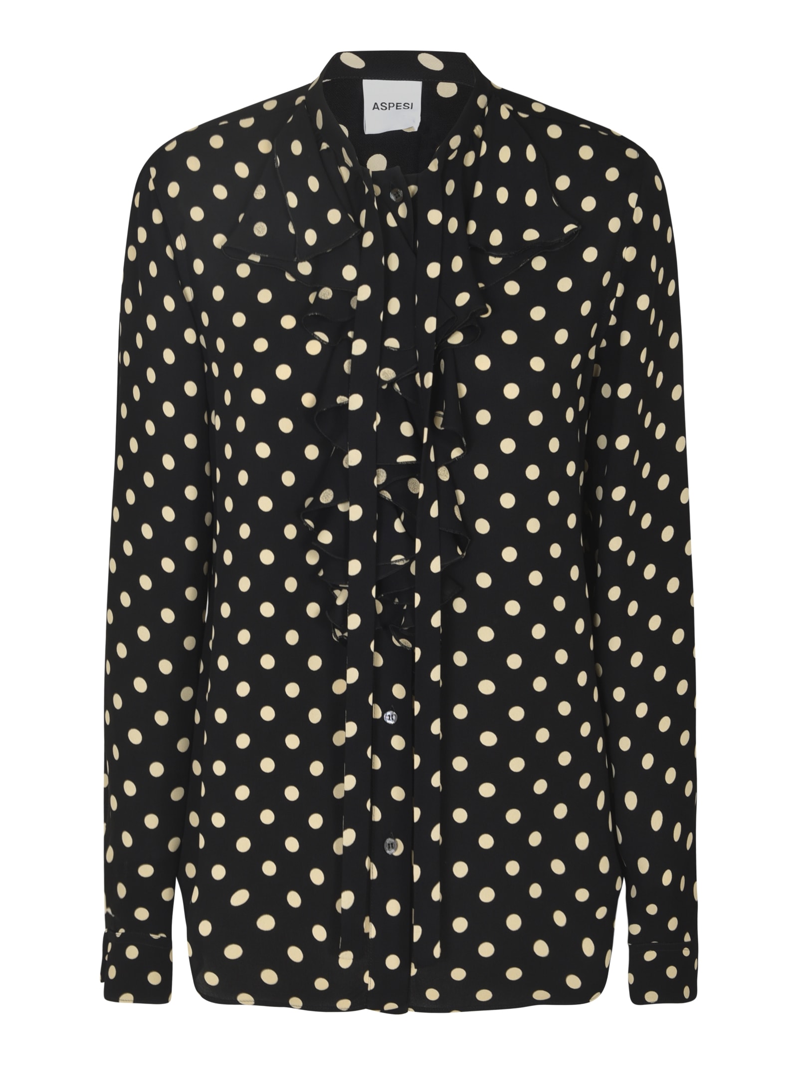 Ruffled Front Polka Dot Shirt