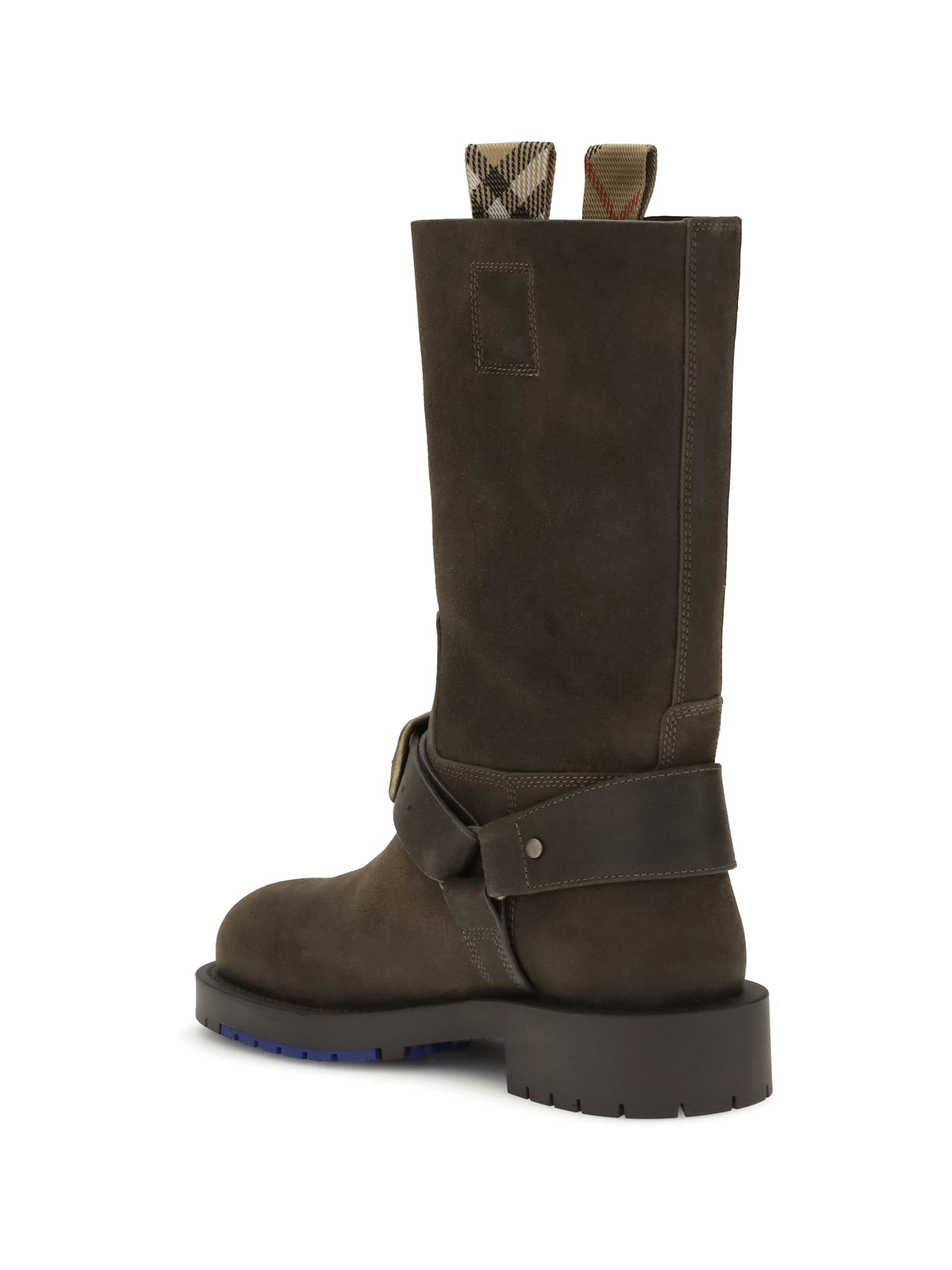 Burberry Women Suede Saddle Ankle Boots In Brown