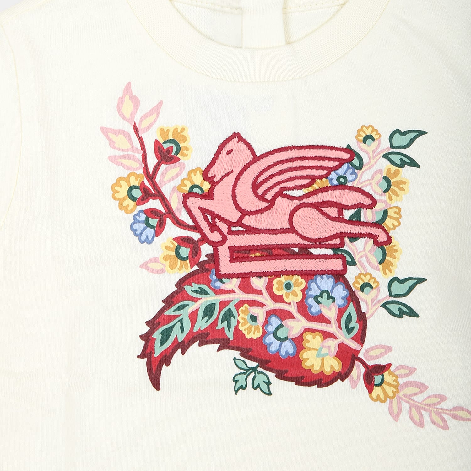 Etro Ivory T-shirt For Baby Girl With Floral Paisley Print In Ivory