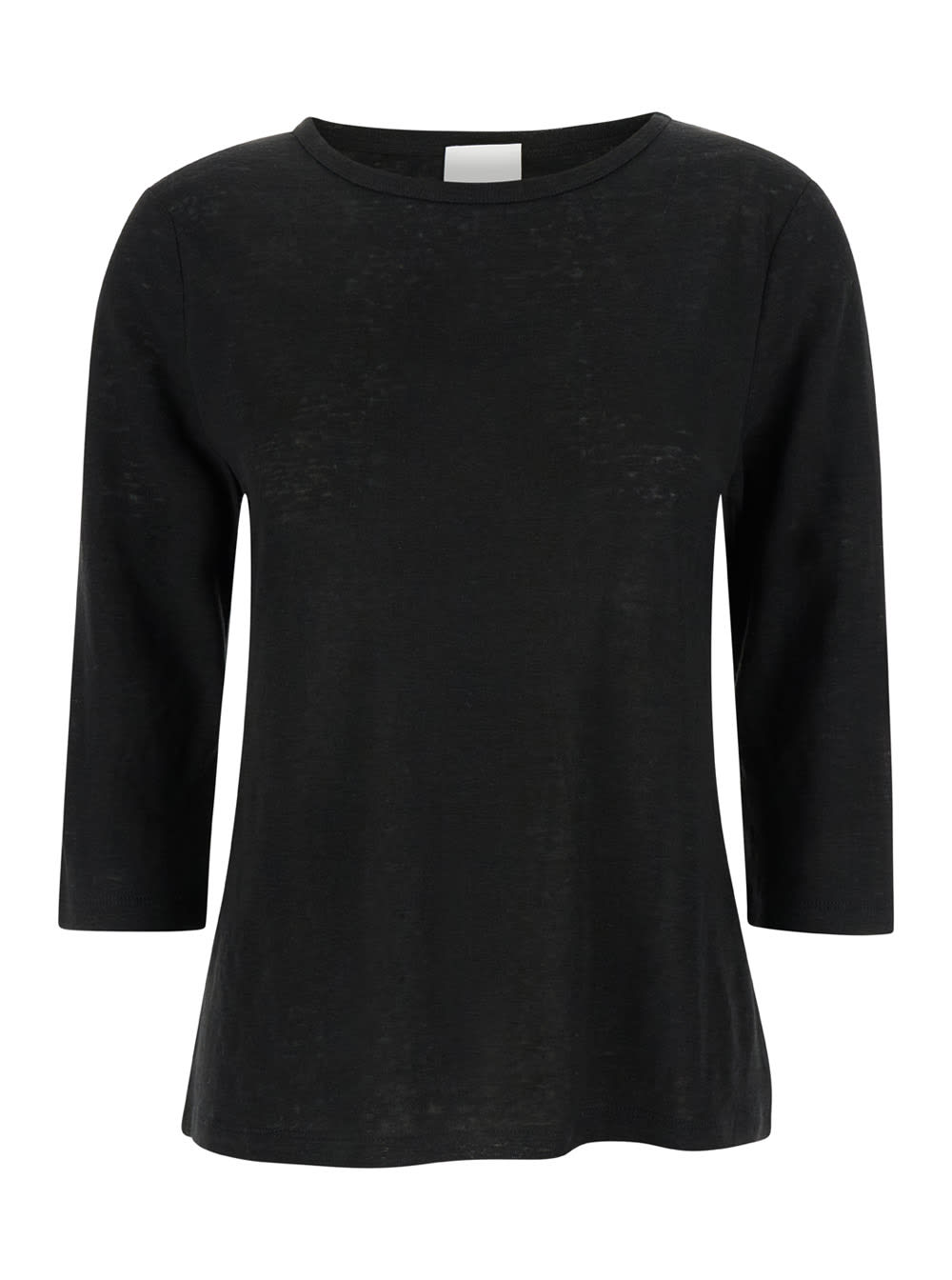 ALLUDE BLACK SHIRT WITH BOART NECKLINE IN LINEN WOMAN