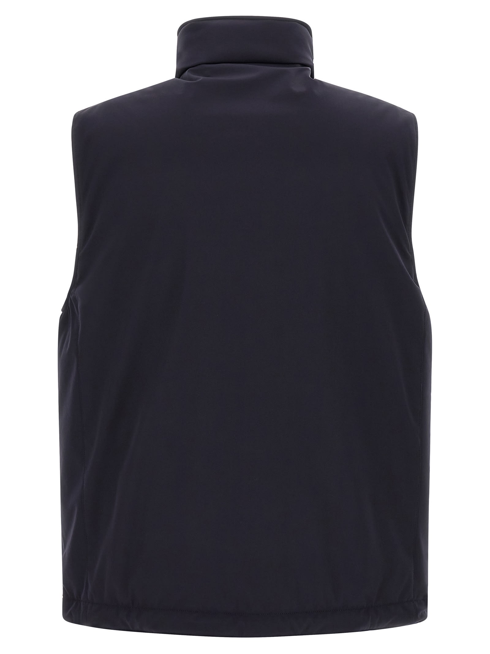 Brunello Cucinelli Technical Fabric Padded Vest With Goose Feather Insulation In Blue