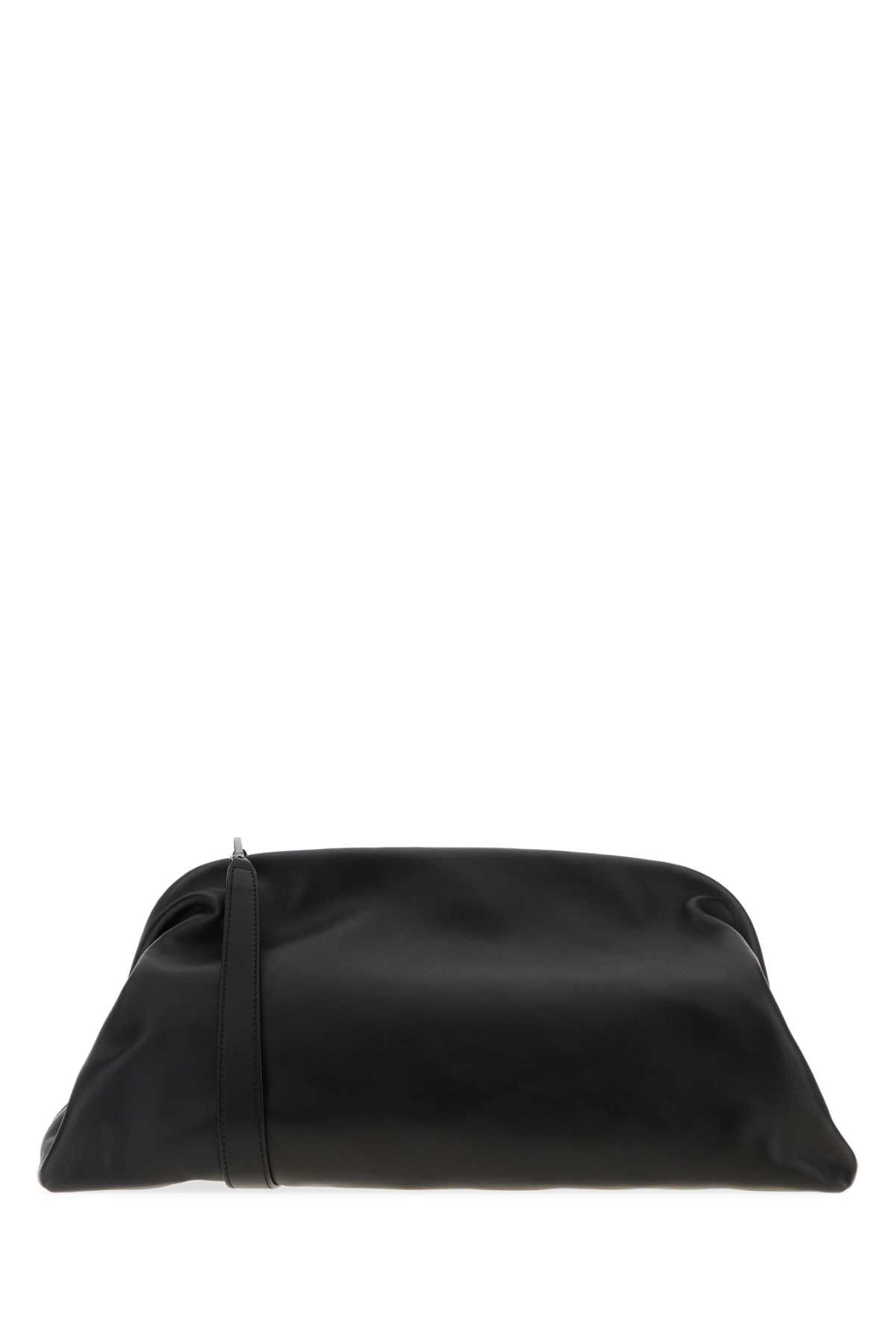 Alberta Ferretti Women Black Handbag With Removable Handle And Clasp Closure In Leather Woman In Black
