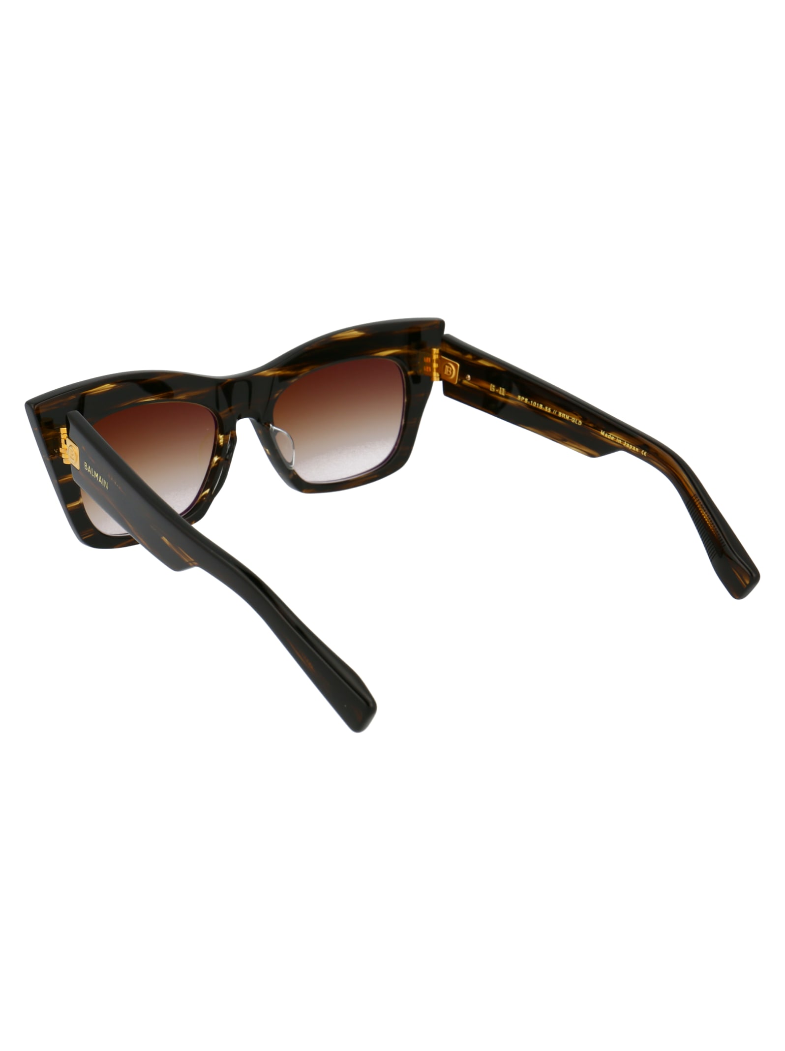 Shop Balmain B-ii Sunglasses In Dark Brown Swirl Gold W/dark Brown To Clear Ar