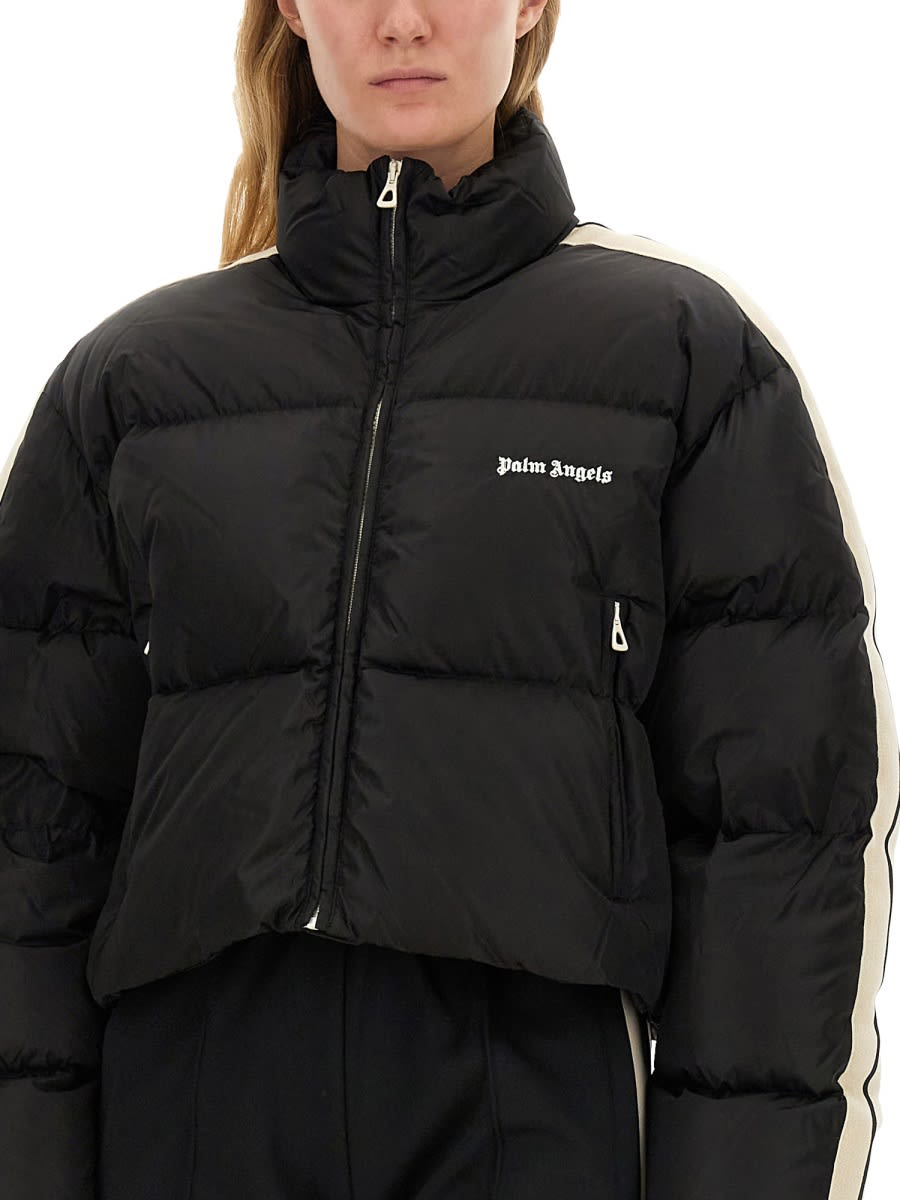 Shop Palm Angels Down Jacket With Logo In Black