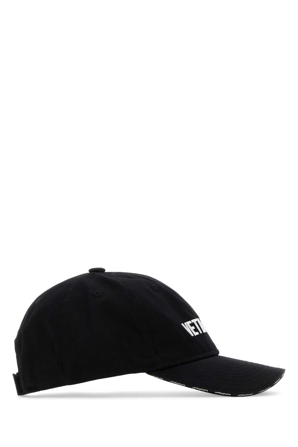Shop Vetements Black Cotton Baseball Cap
