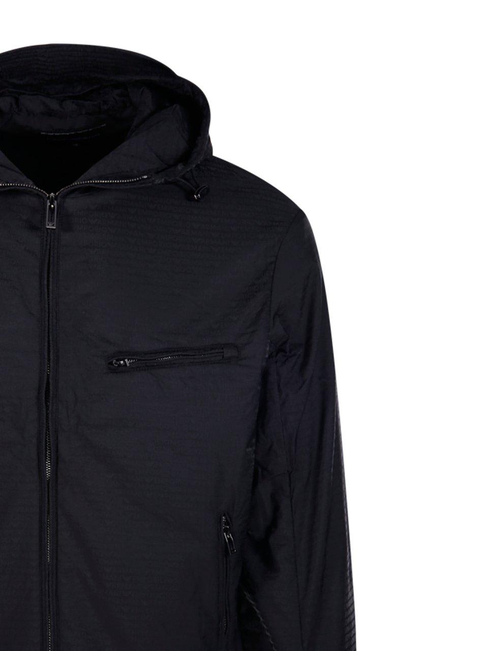 Shop Emporio Armani Zip-up Padded Hooded Jacket In Black